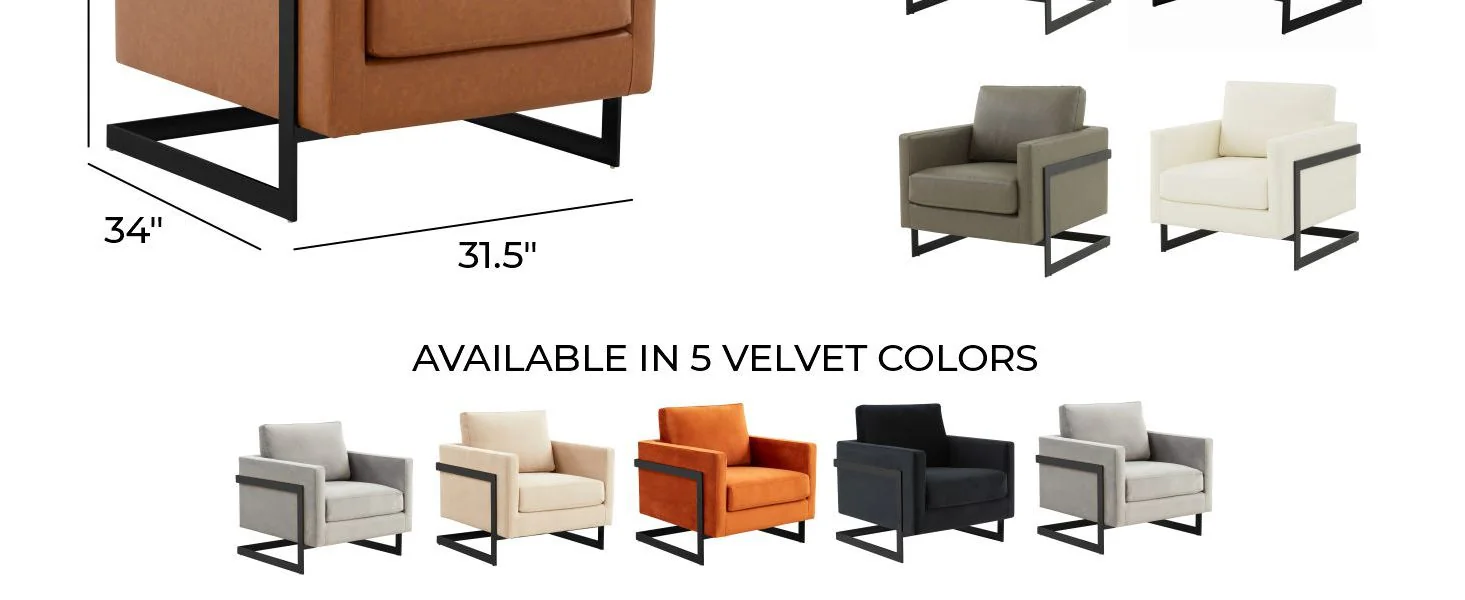 Lincoln Leather Accent Armchair With Black Frame