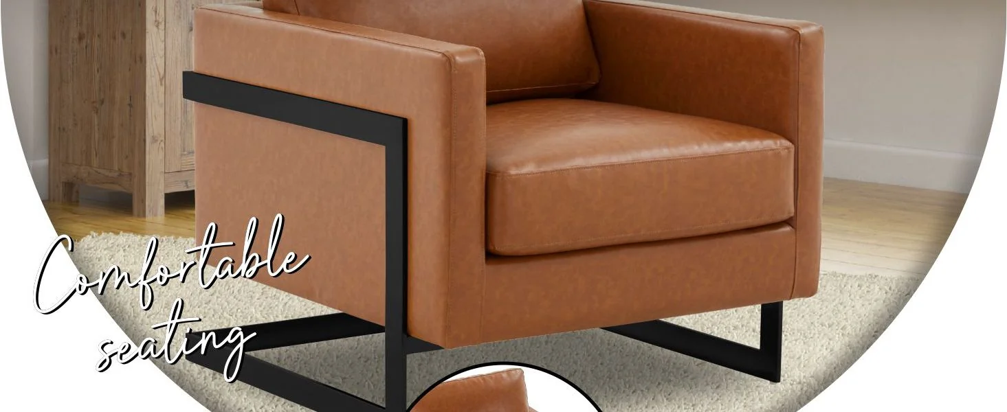 Lincoln Leather Accent Armchair With Black Frame