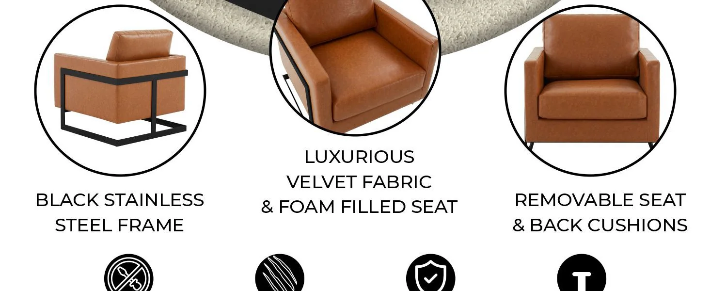 Lincoln Leather Accent Armchair With Black Frame