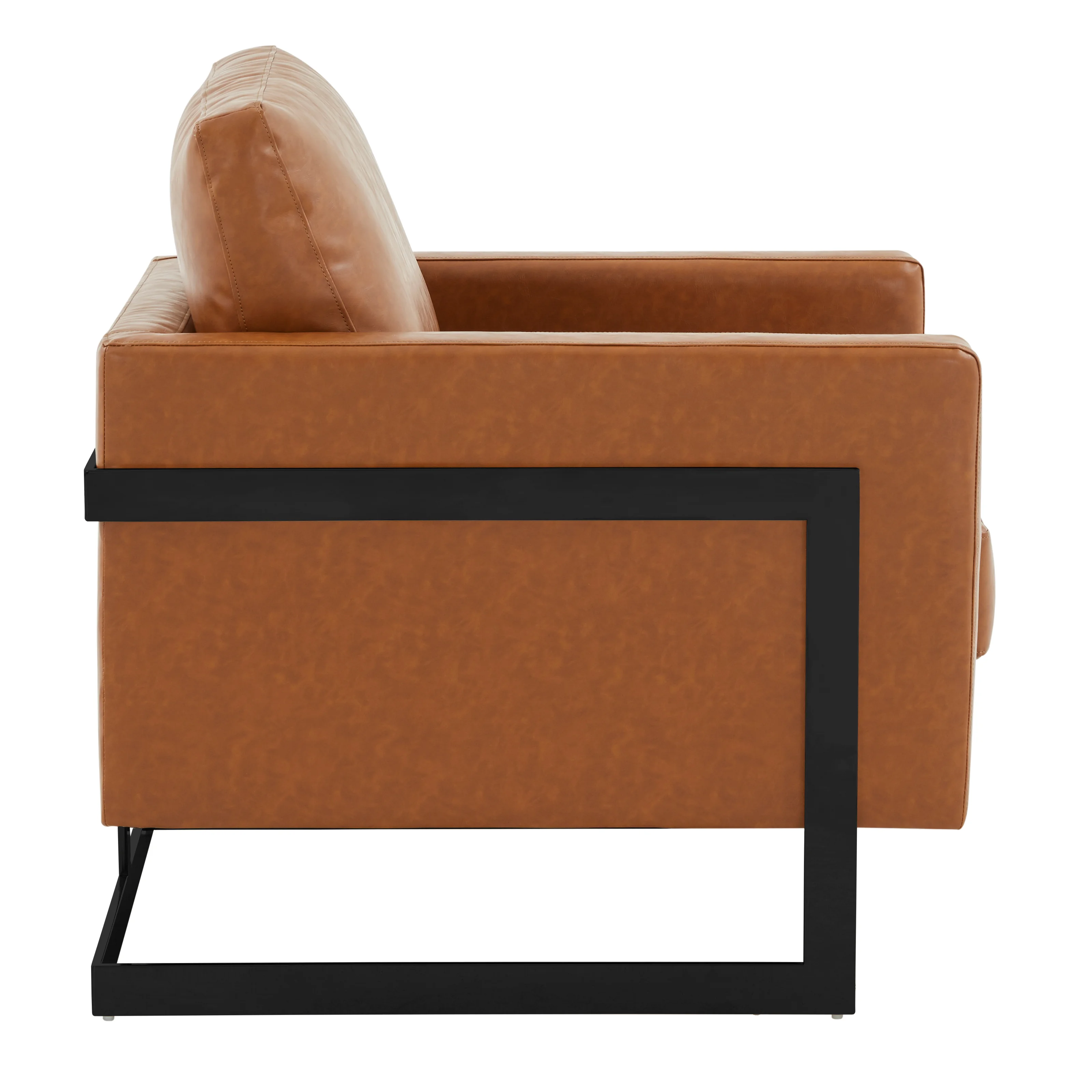 Lincoln Leather Accent Armchair With Black Frame