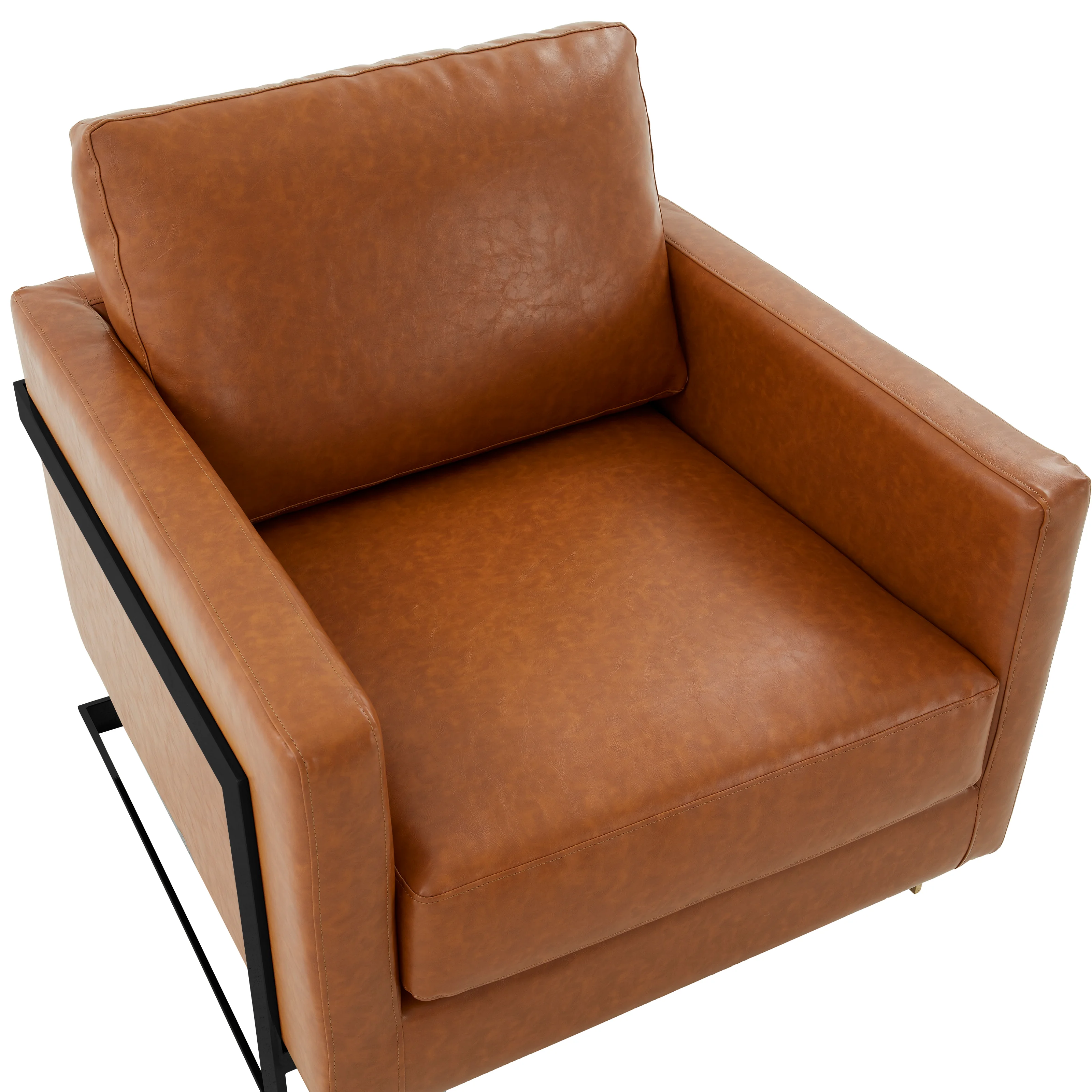 Lincoln Leather Accent Armchair With Black Frame
