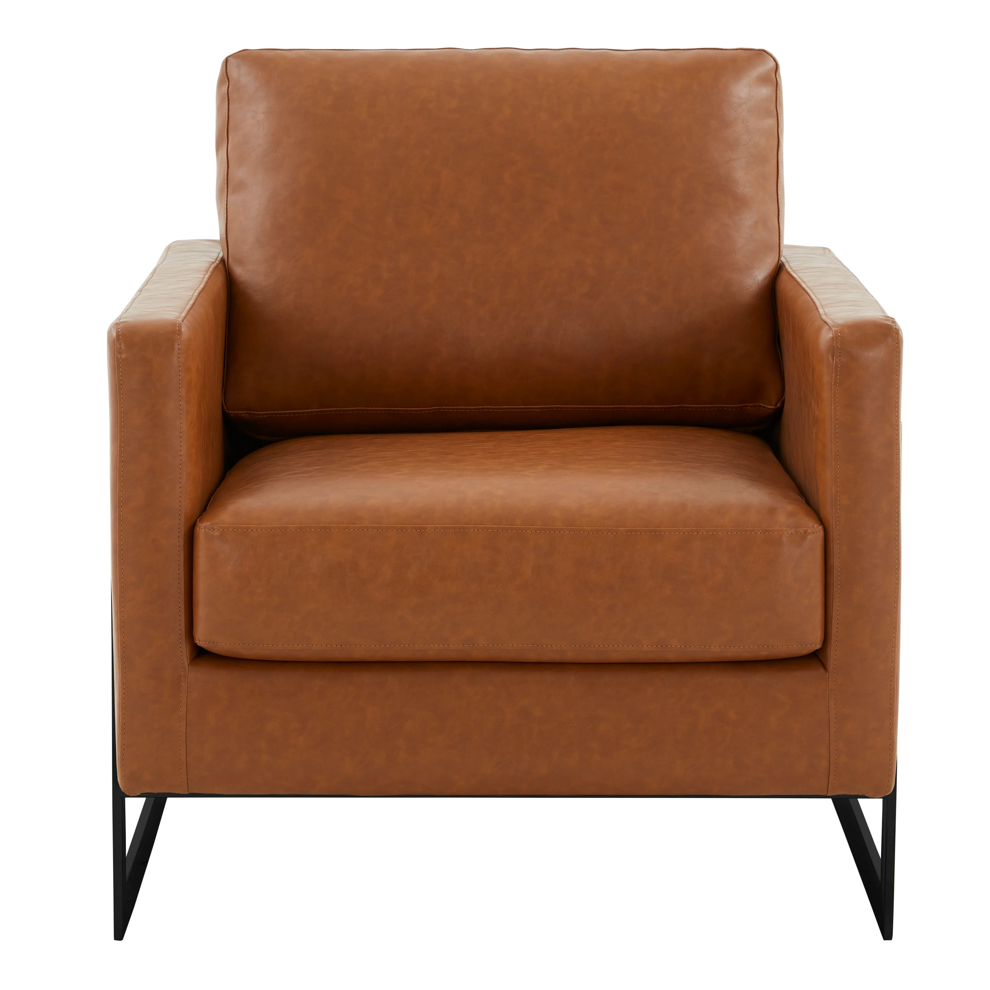 Lincoln Leather Accent Armchair With Black Frame