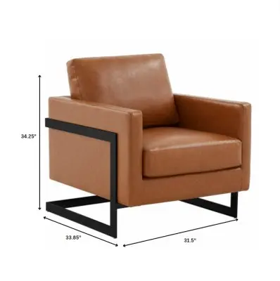 Lincoln Leather Accent Armchair With Black Frame
