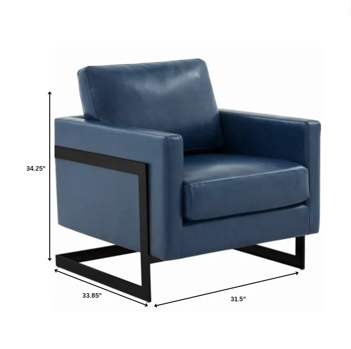 Lincoln Leather Accent Armchair With Black Frame