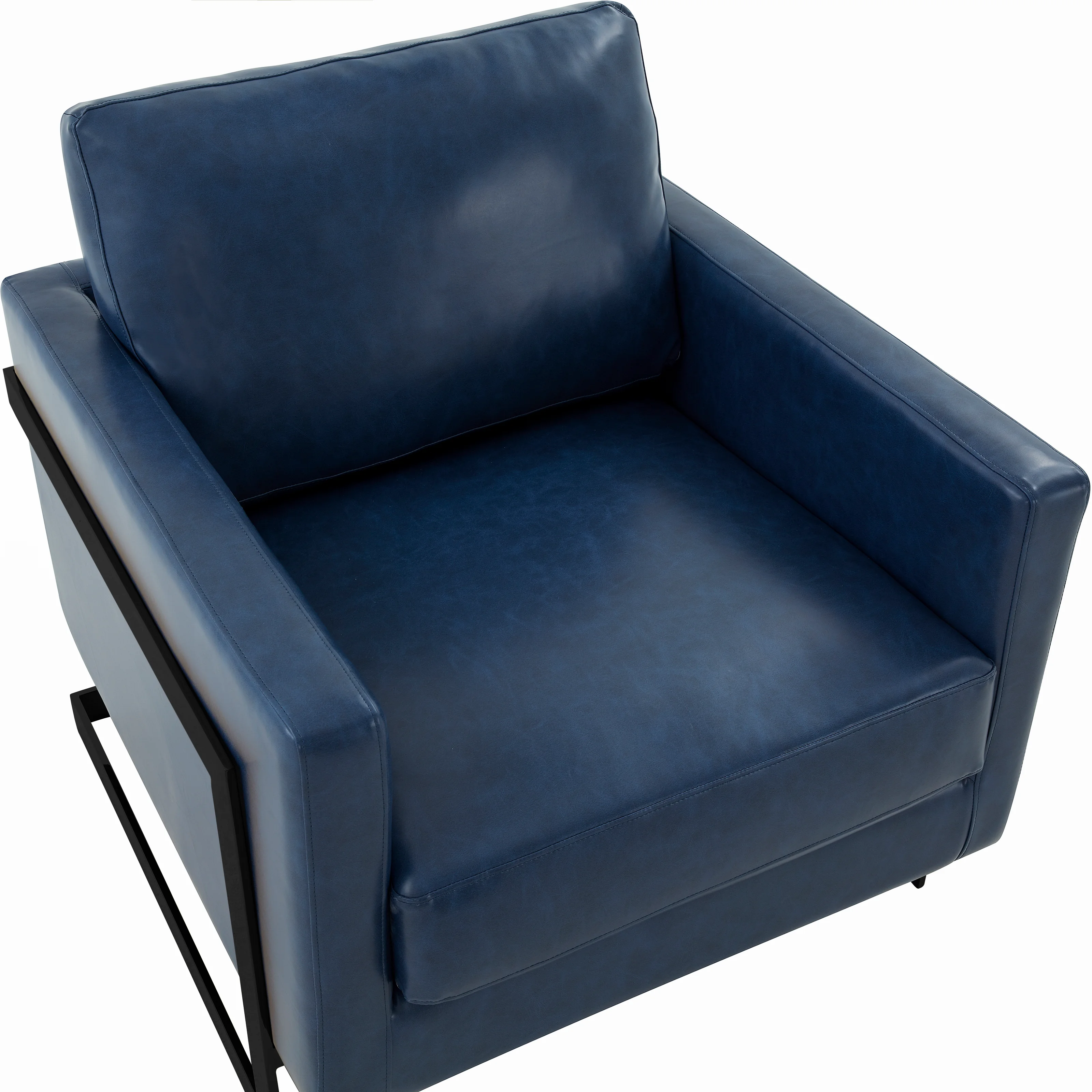 Lincoln Leather Accent Armchair With Black Frame