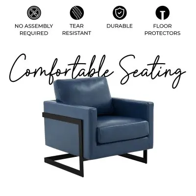 Lincoln Leather Accent Armchair With Black Frame