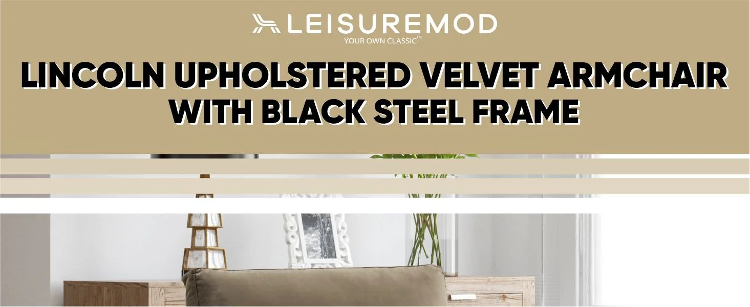 Lincoln Velvet Accent Armchair With Black Steel Frame in Light Grey