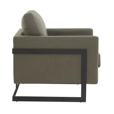 Lincoln Leather Accent Armchair With Black Steel Frame in Grey