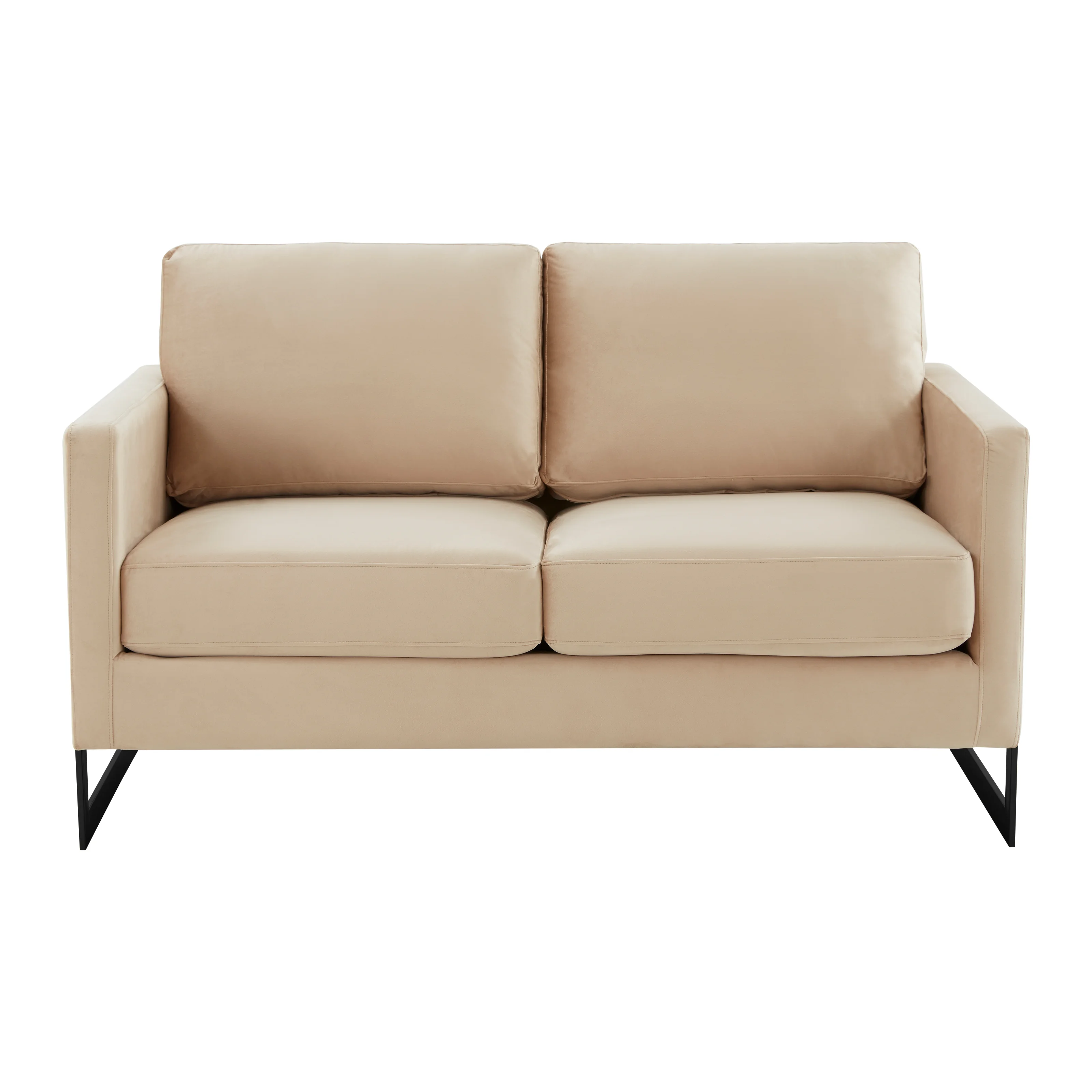 Lincoln Beige Velvet Loveseat With Black Frame
