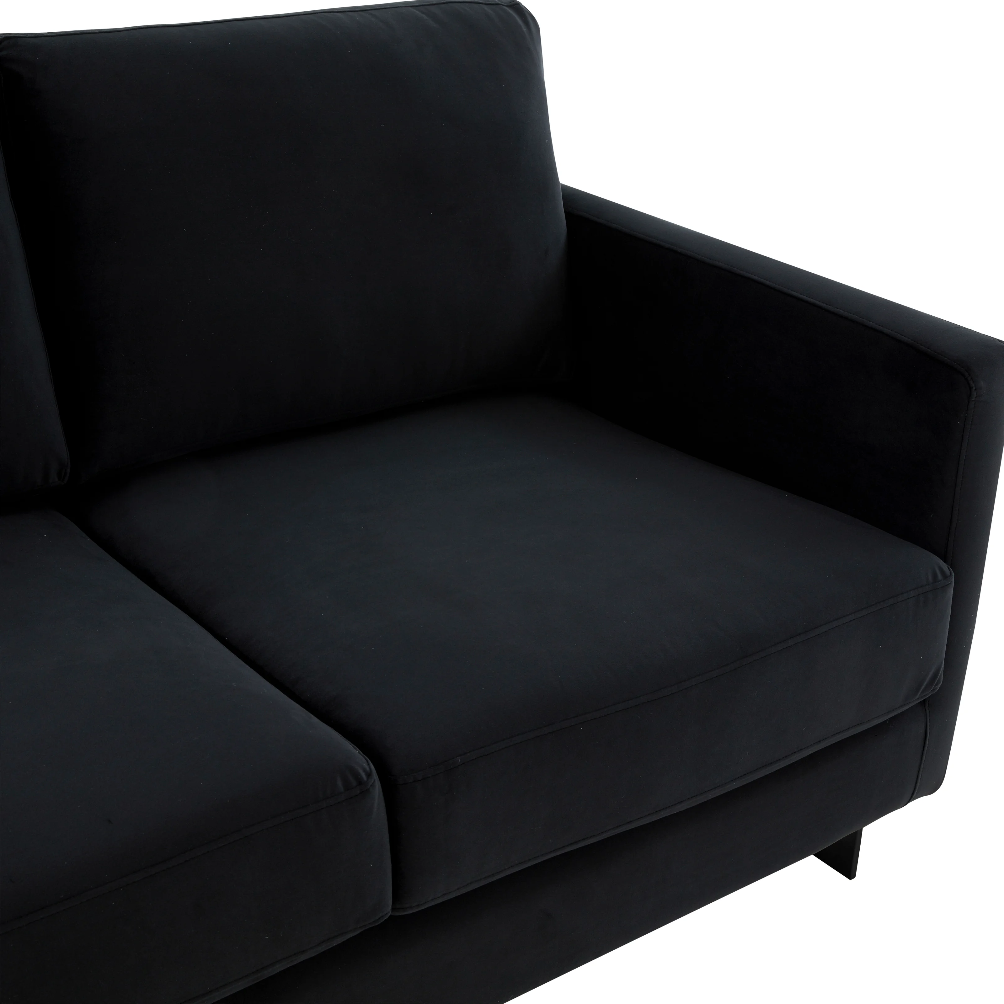 Lincoln Black Velvet Loveseat With Black Frame