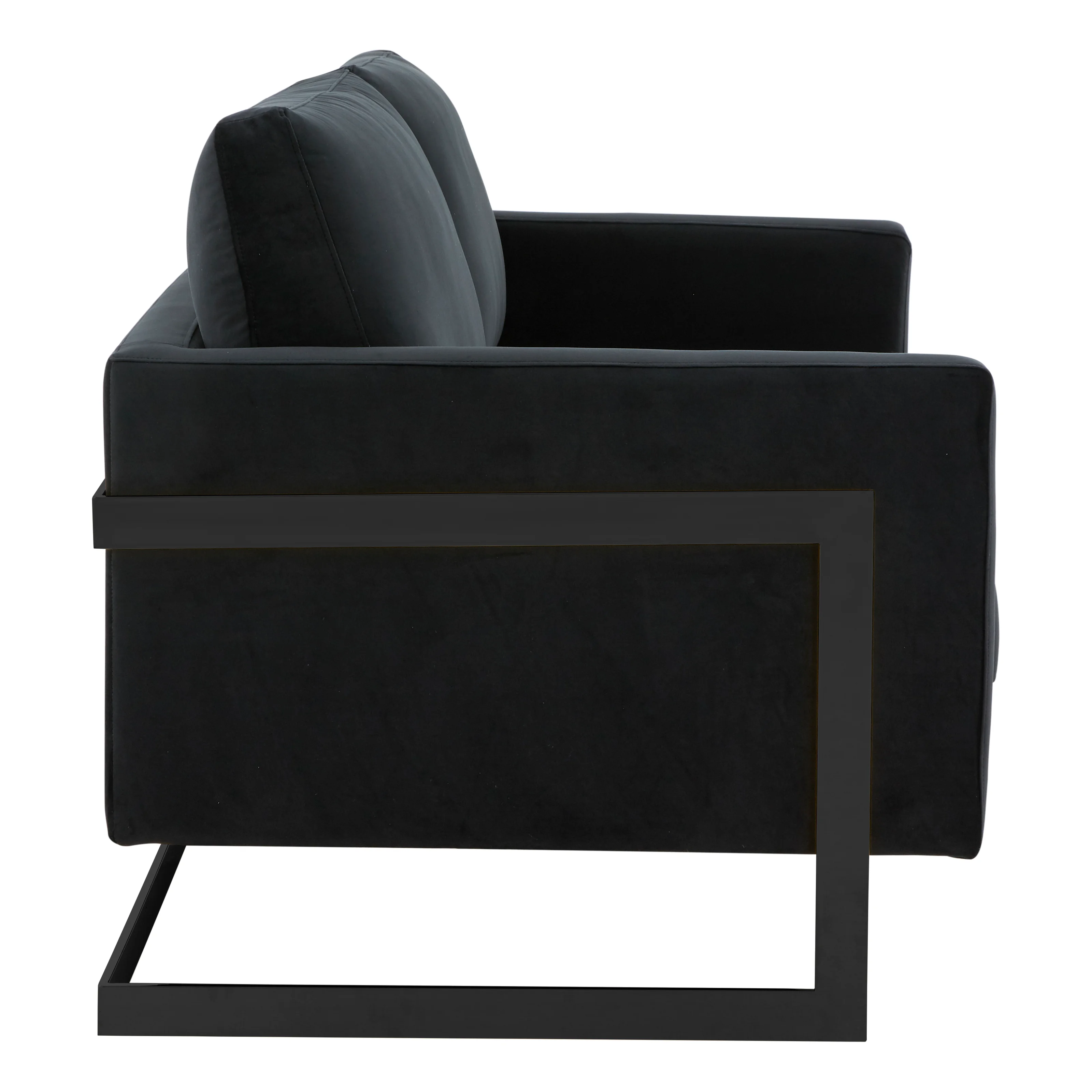 Lincoln Black Velvet Loveseat With Black Frame
