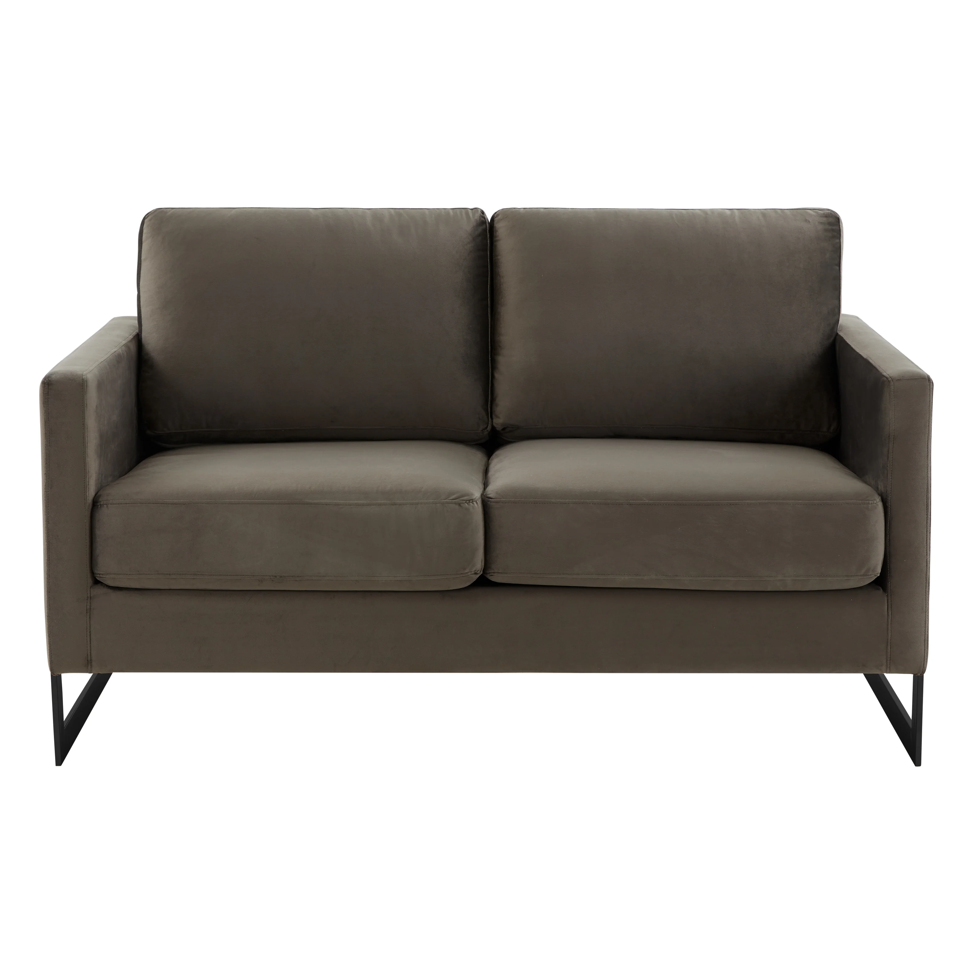 Lincoln Dark Grey Velvet Loveseat With Black Frame