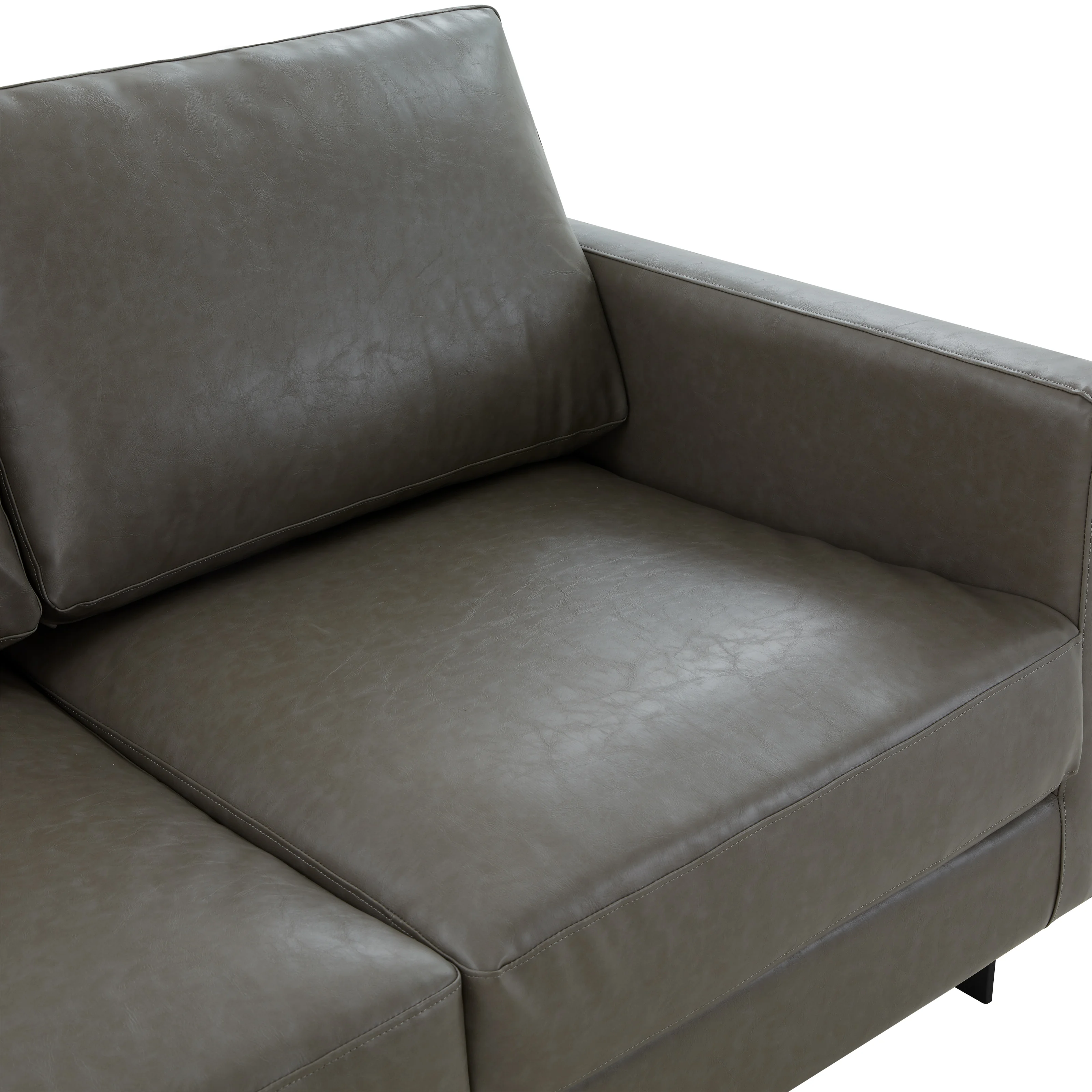Lincoln Grey Leather Loveseat With Black Frame