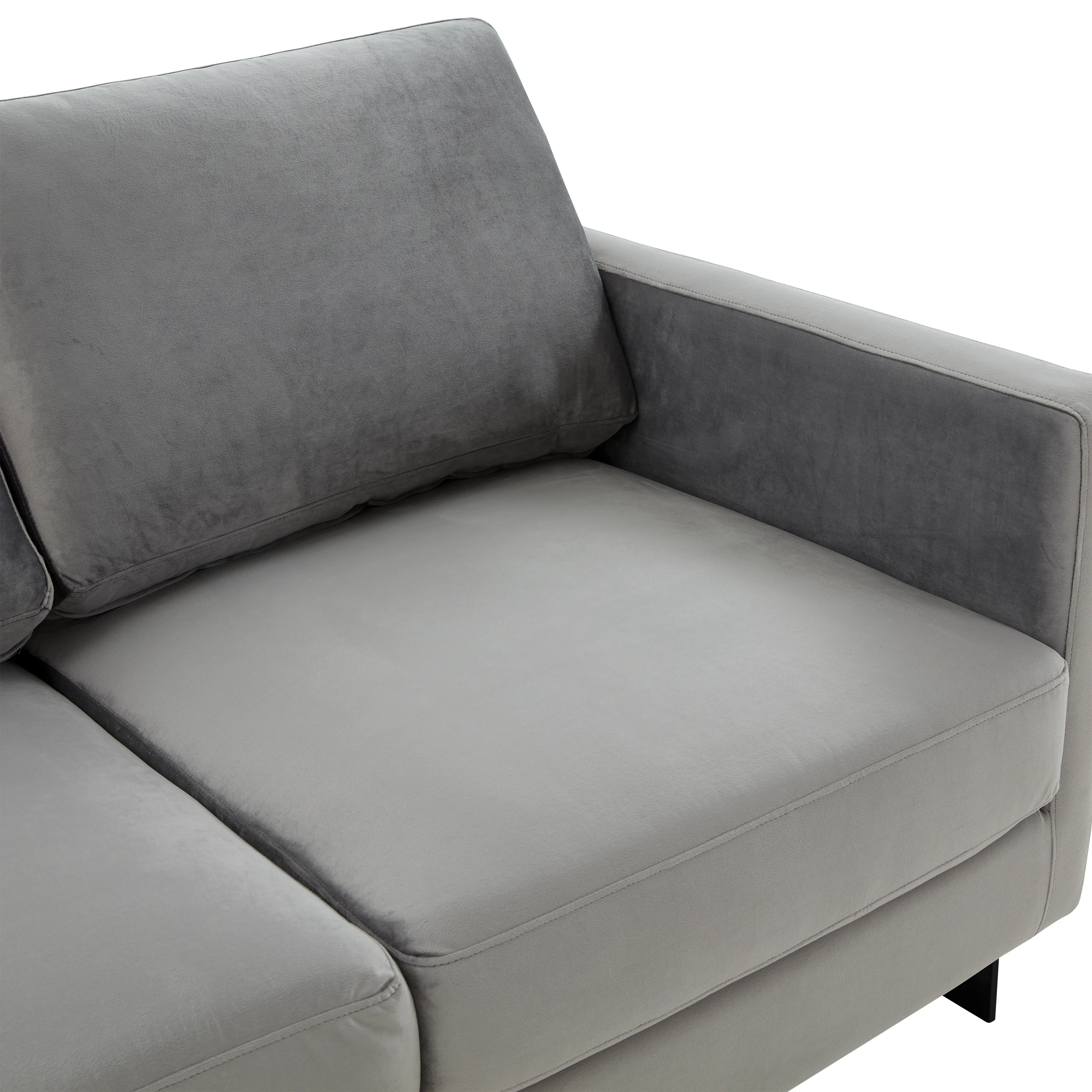Lincoln Light Grey Velvet Loveseat With Black Frame