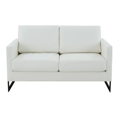 Lincoln White Leather Loveseat With Black Frame