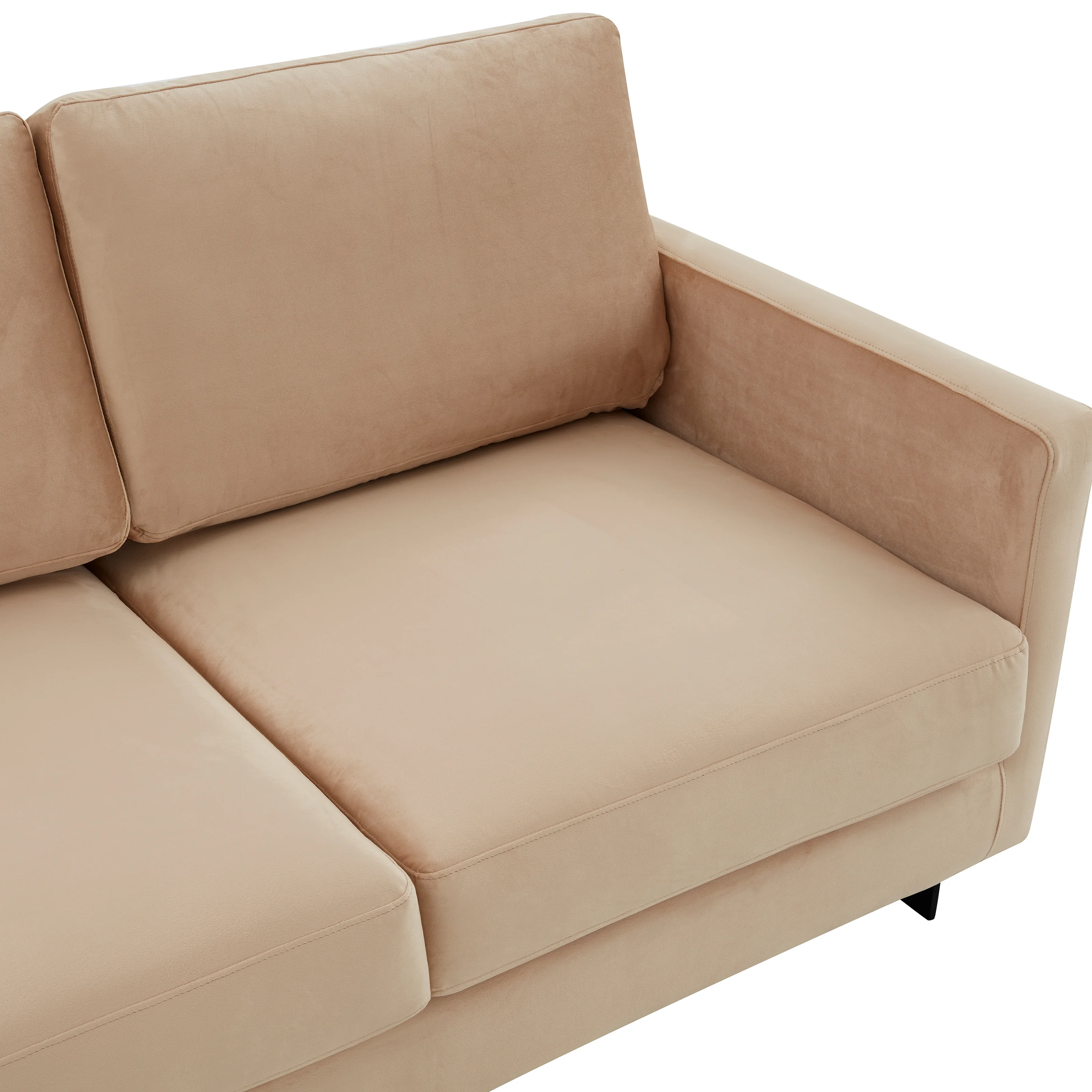 Lincoln Beige Velvet Sofa With Black Frame