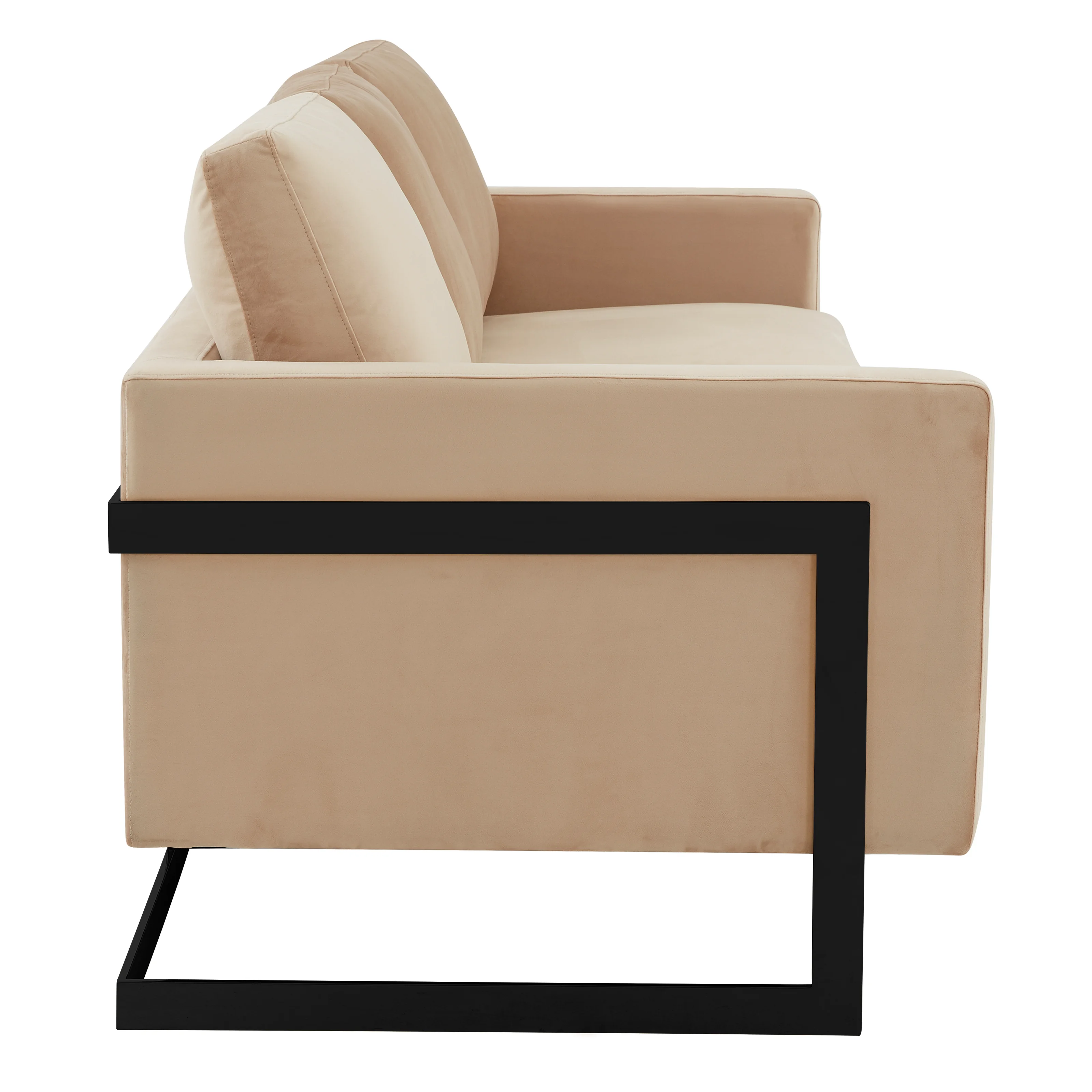 Lincoln Beige Velvet Sofa With Black Frame