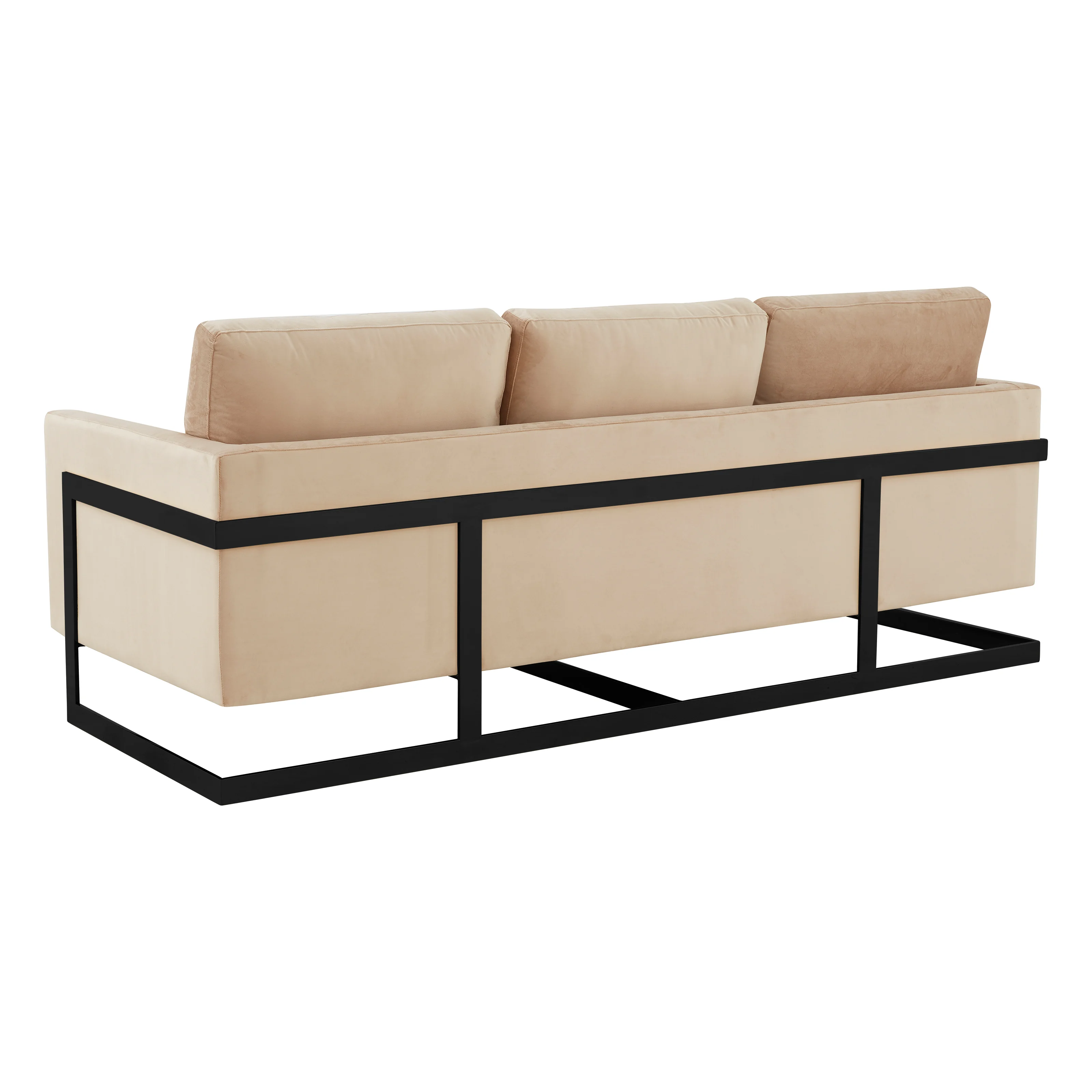 Lincoln Beige Velvet Sofa With Black Frame