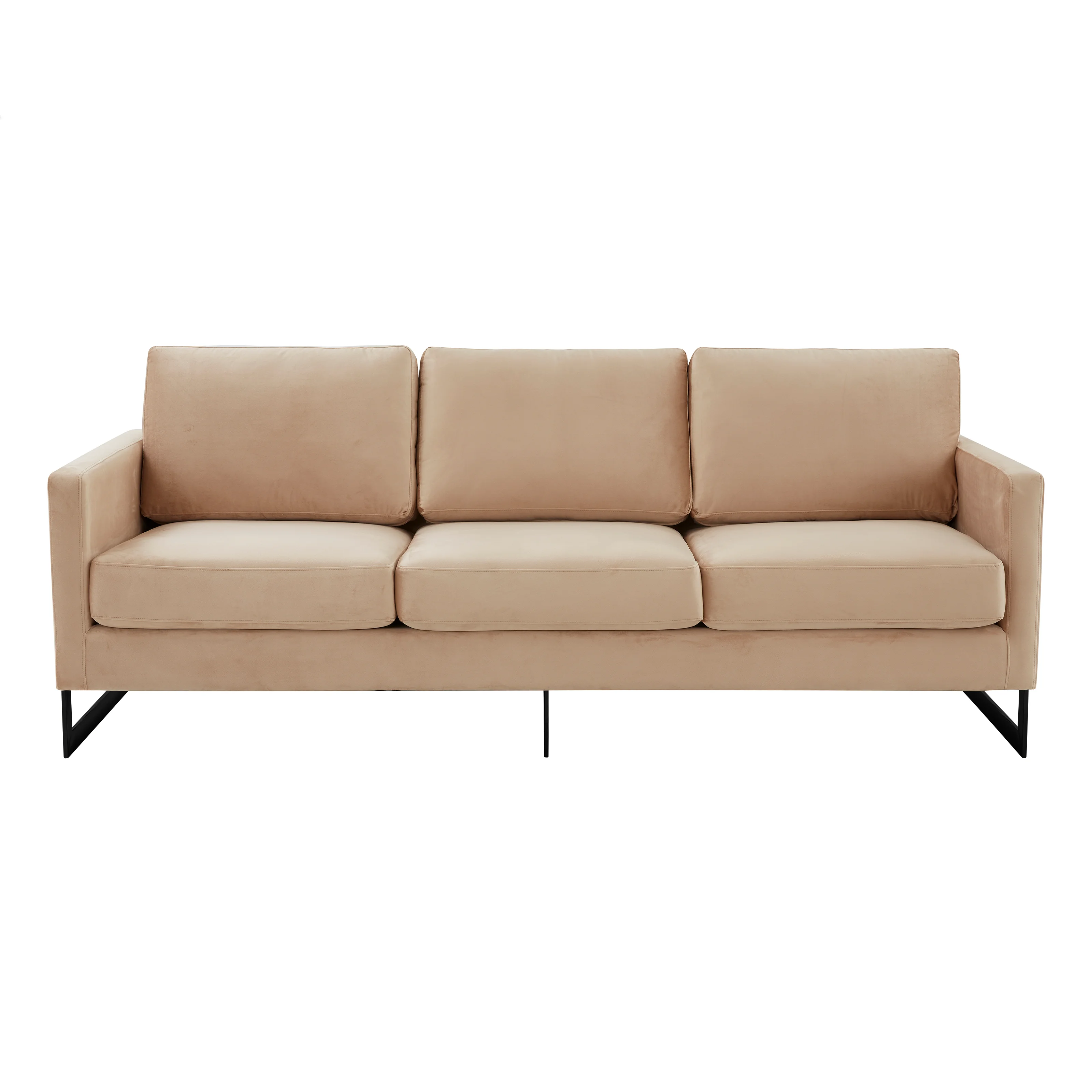 Lincoln Beige Velvet Sofa With Black Frame