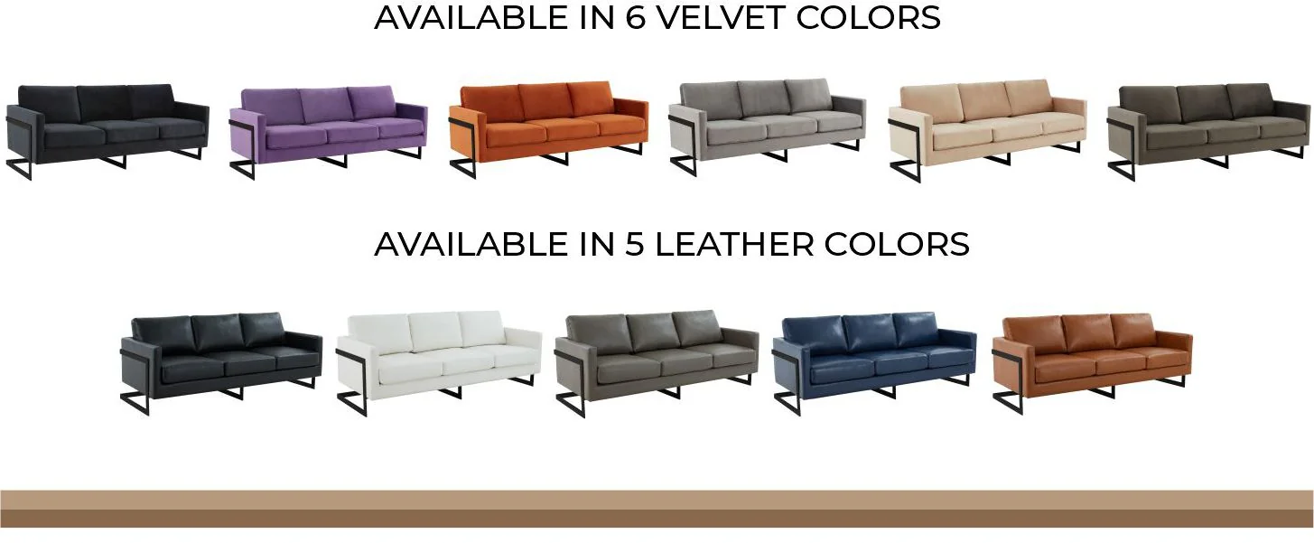 Lincoln Black Velvet Sofa With Black Frame