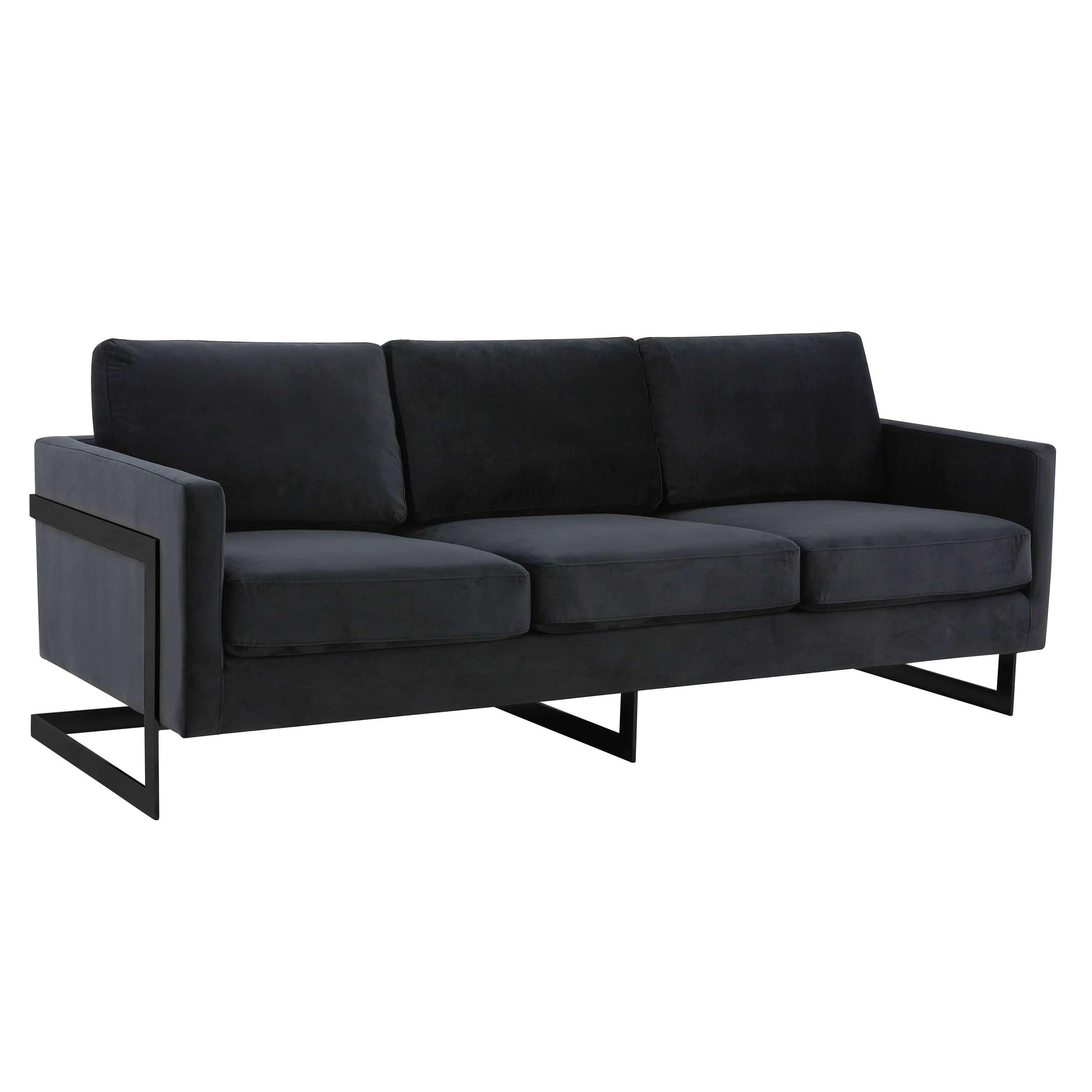 Lincoln Black Velvet Sofa With Black Frame