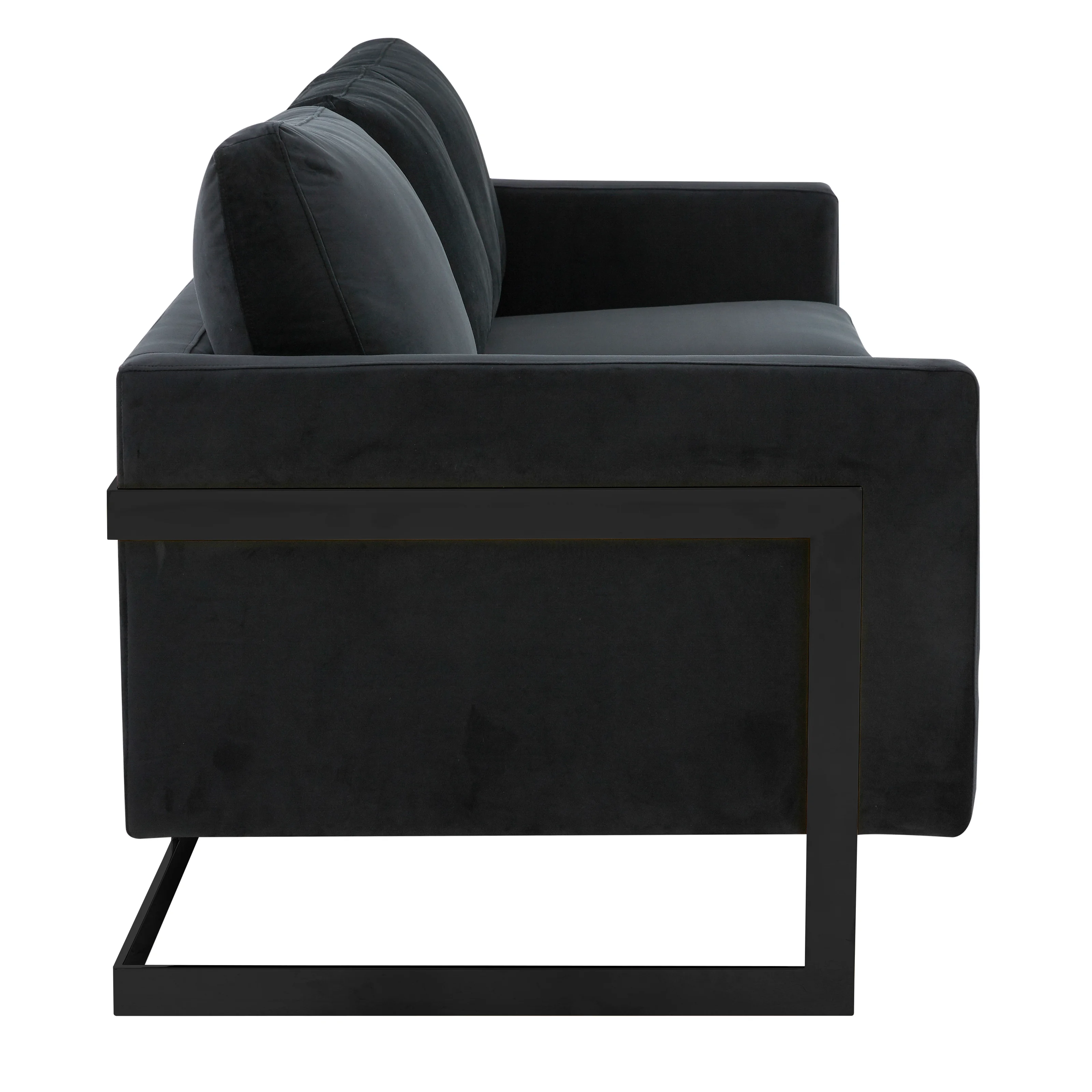 Lincoln Black Velvet Sofa With Black Frame