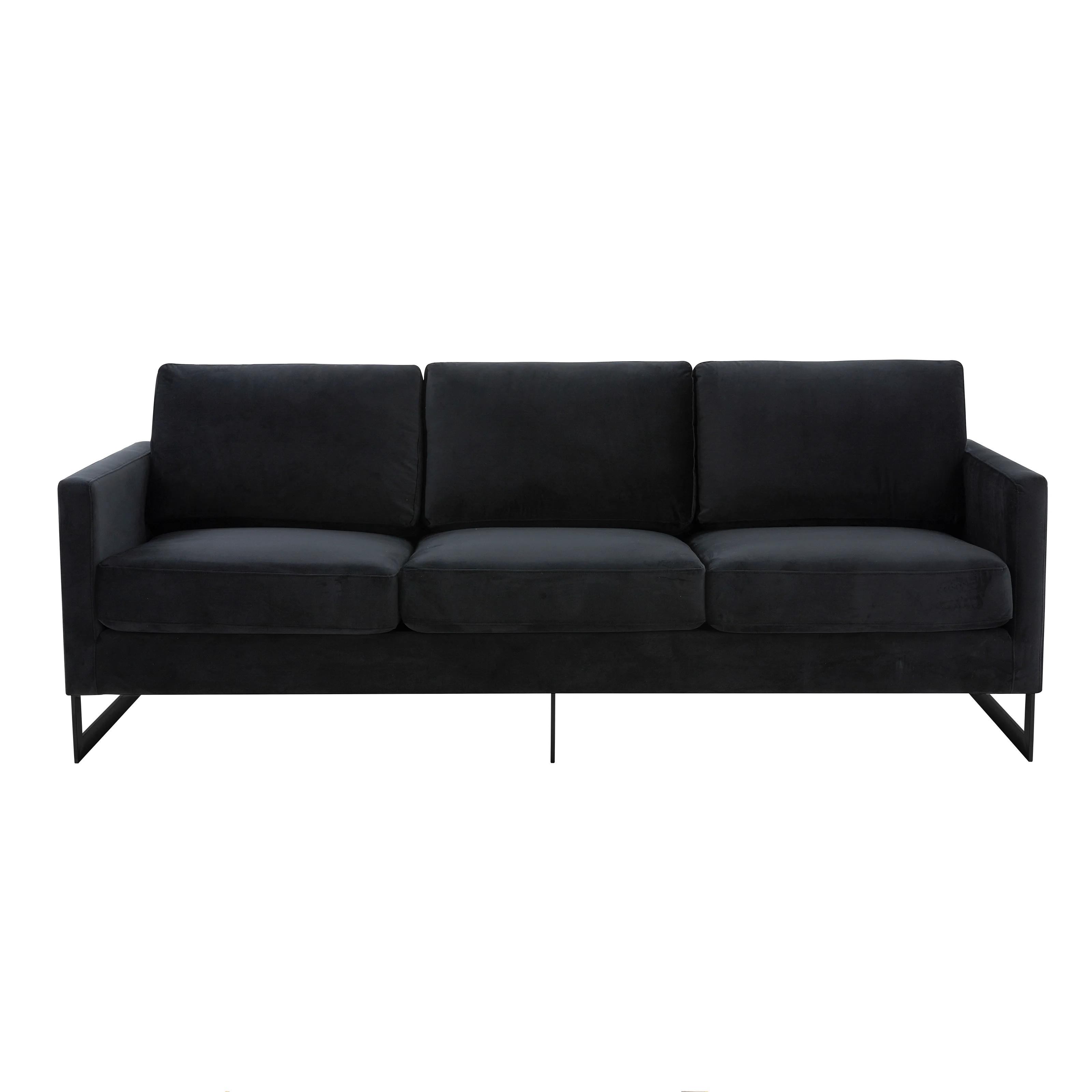 Lincoln Black Velvet Sofa With Black Frame