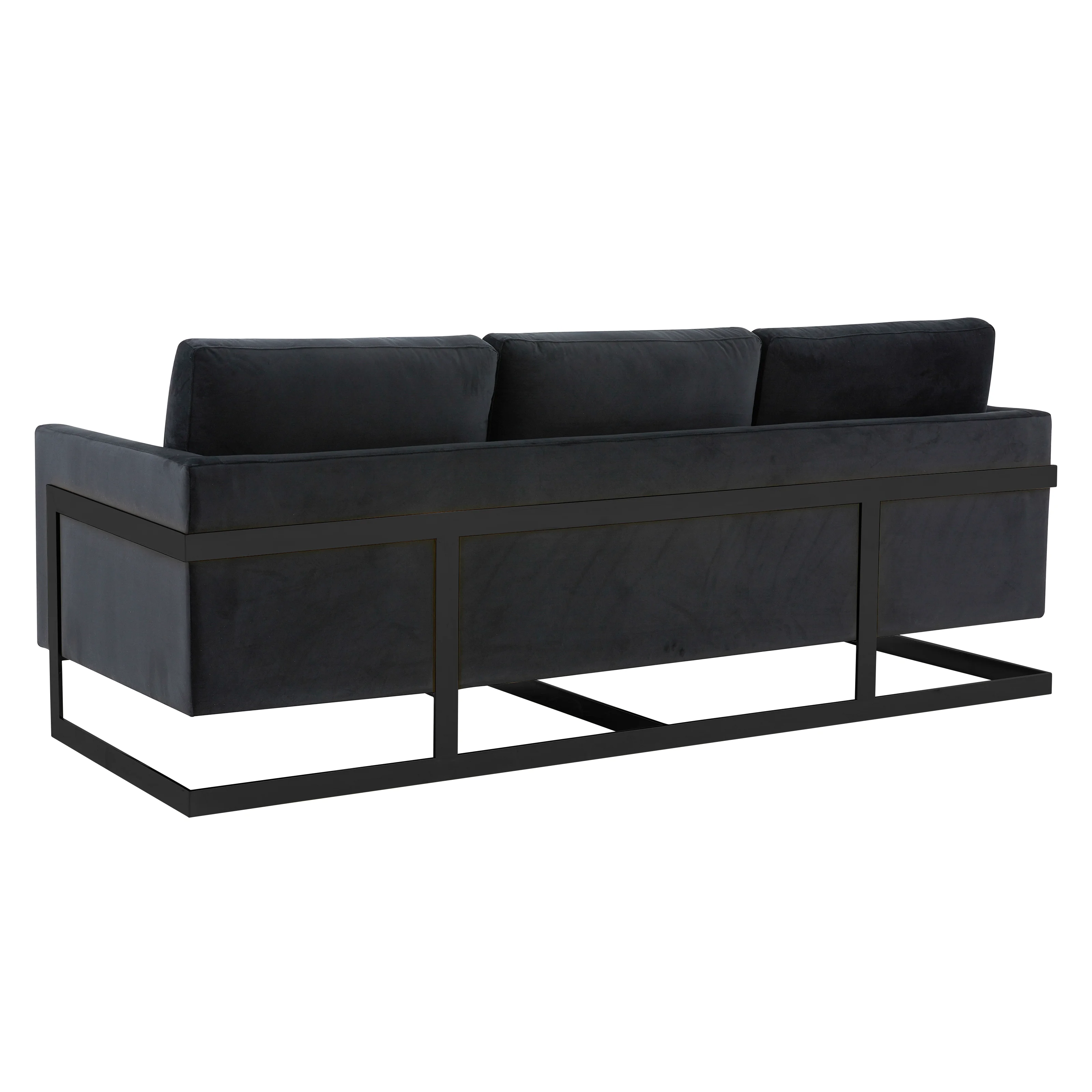 Lincoln Black Velvet Sofa With Black Frame