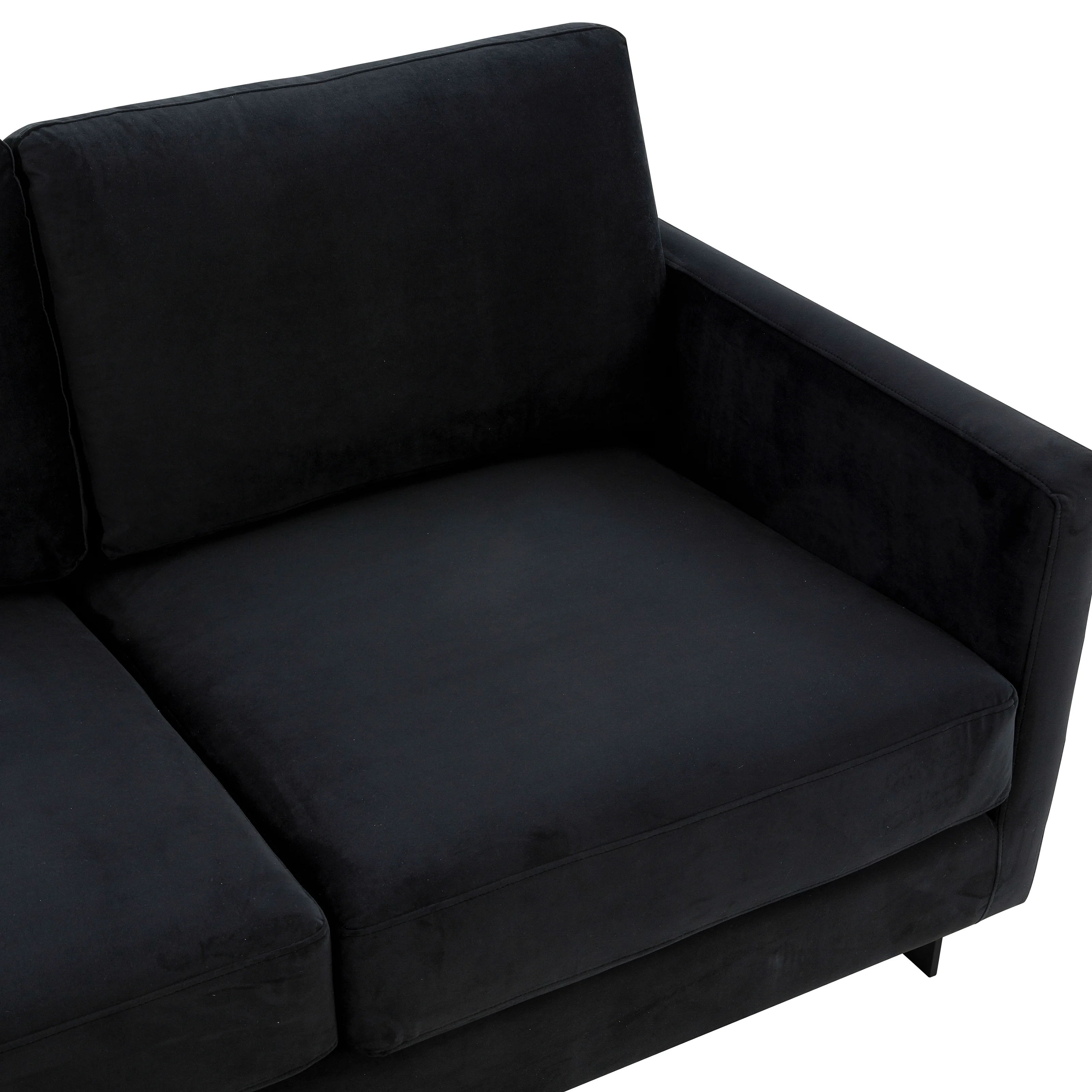 Lincoln Black Velvet Sofa With Black Frame