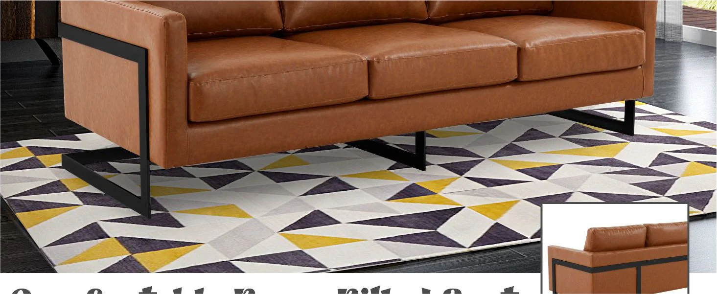 Lincoln Brown Leather Sofa With Black Frame