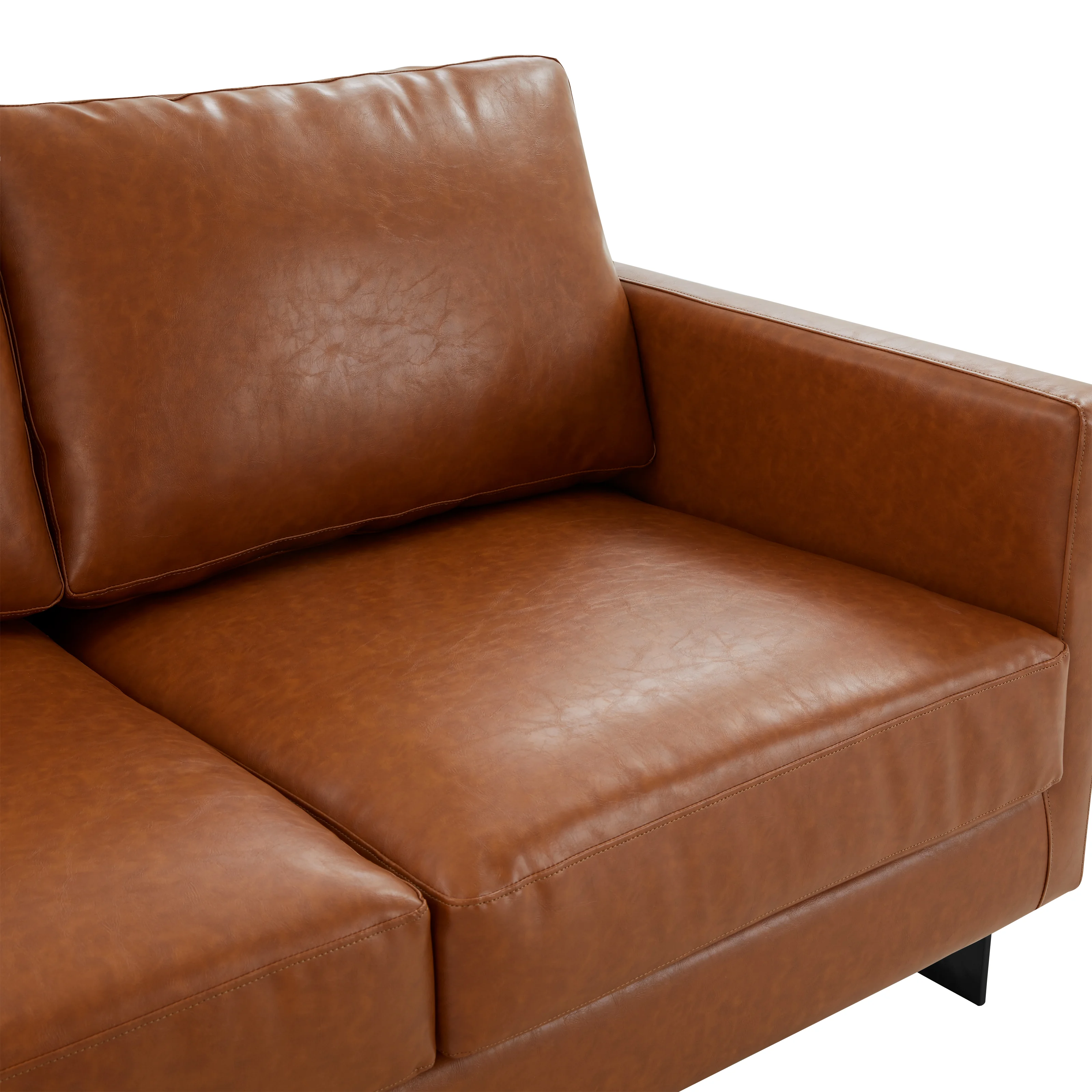 Lincoln Brown Leather Sofa With Black Frame