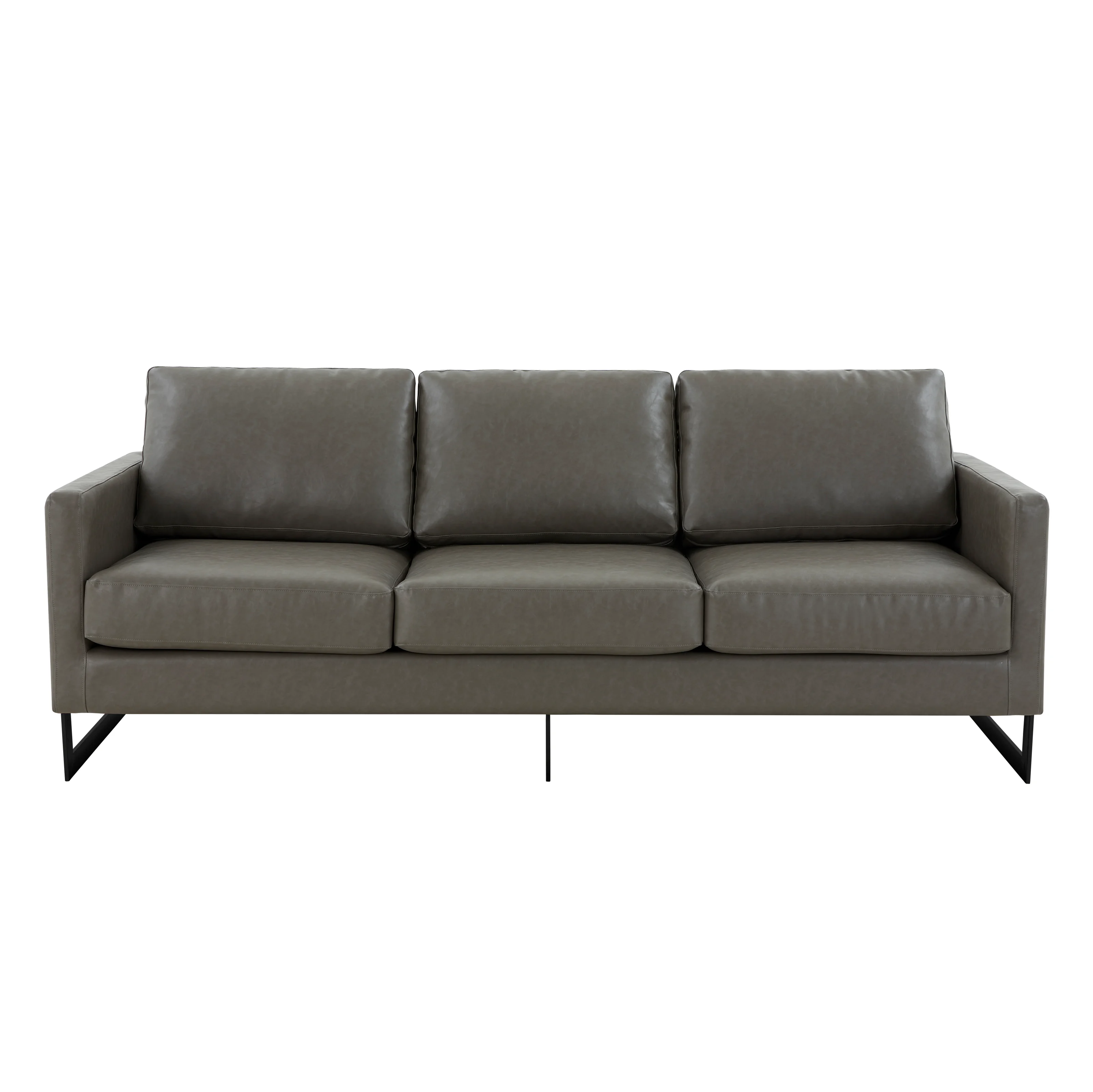 Lincoln Grey Leather Sofa With Black Frame