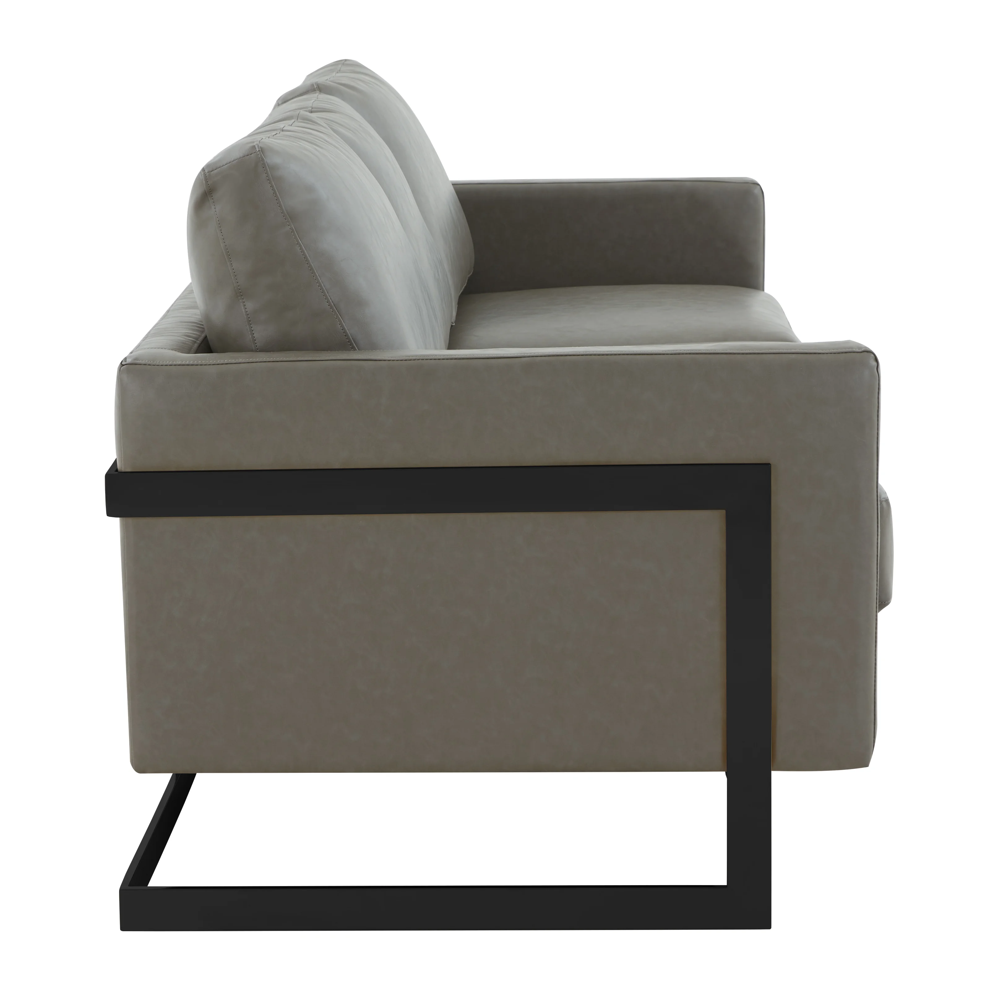 Lincoln Grey Leather Sofa With Black Frame