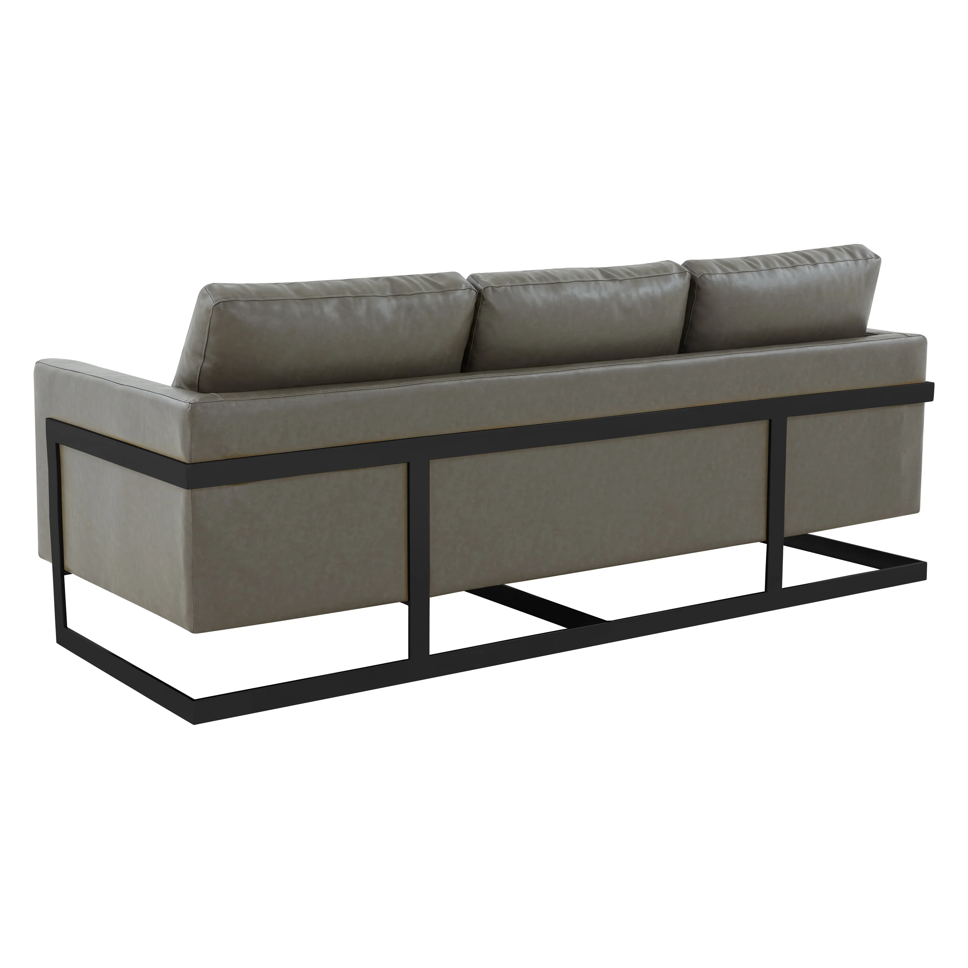 Lincoln Grey Leather Sofa With Black Frame