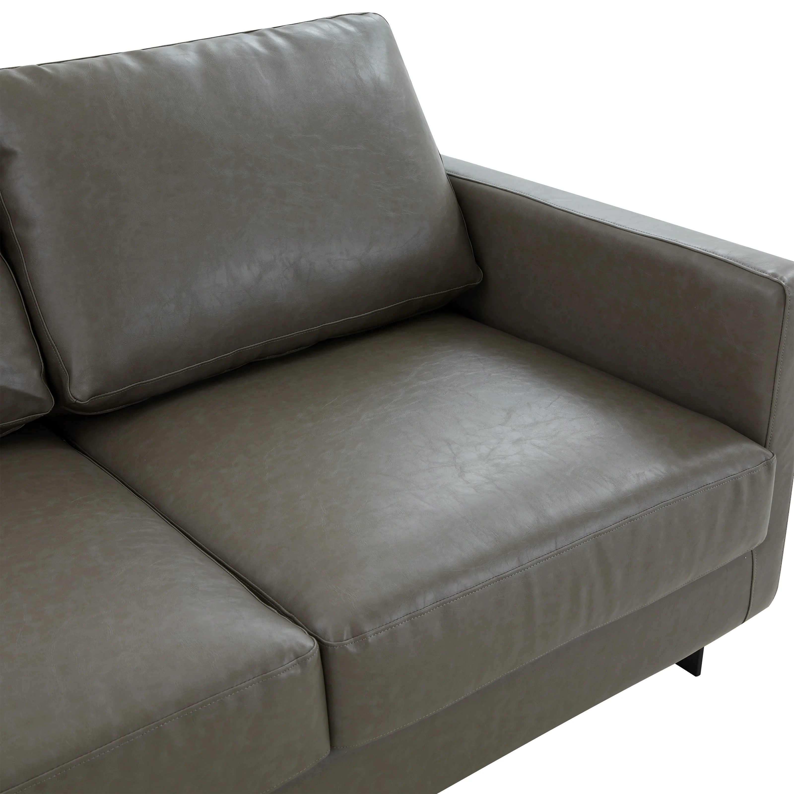 Lincoln Grey Leather Sofa With Black Frame