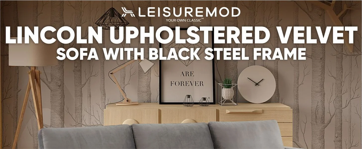 Lincoln Light Grey Velvet Sofa With Black Frame