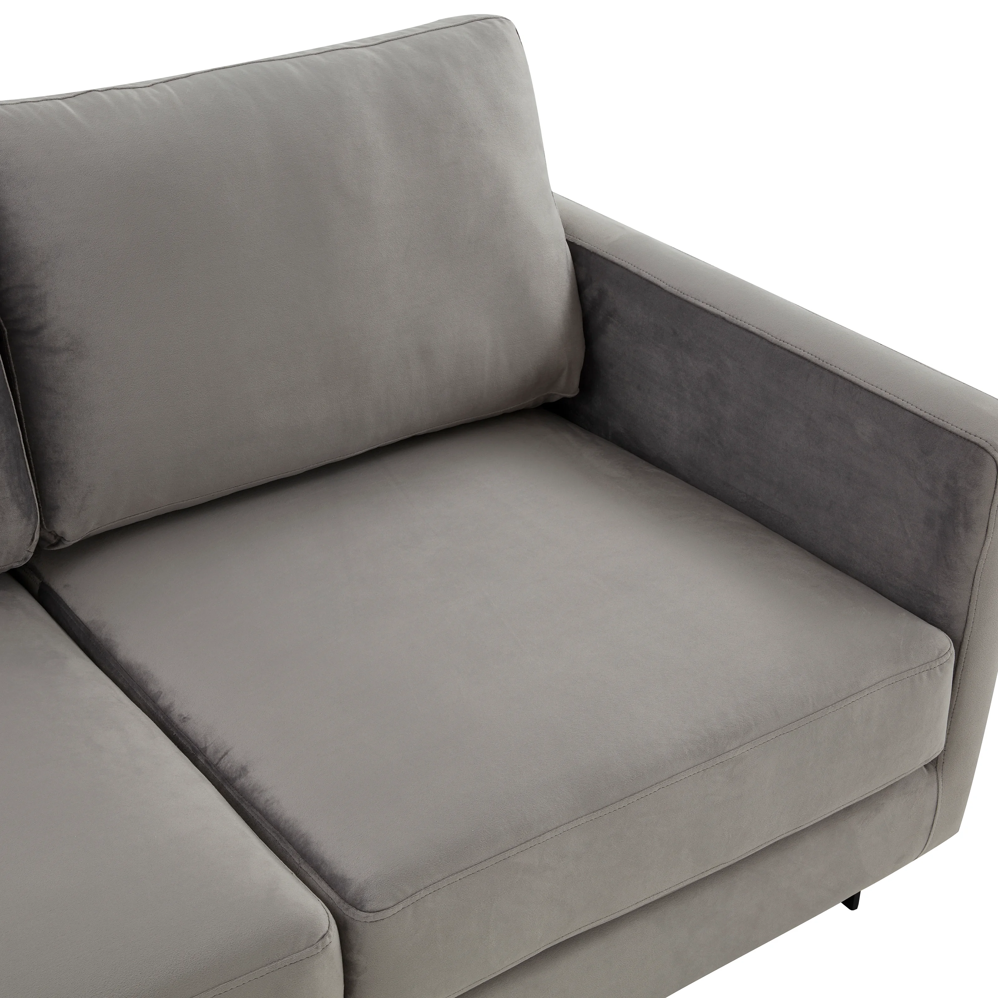 Lincoln Light Grey Velvet Sofa With Black Frame