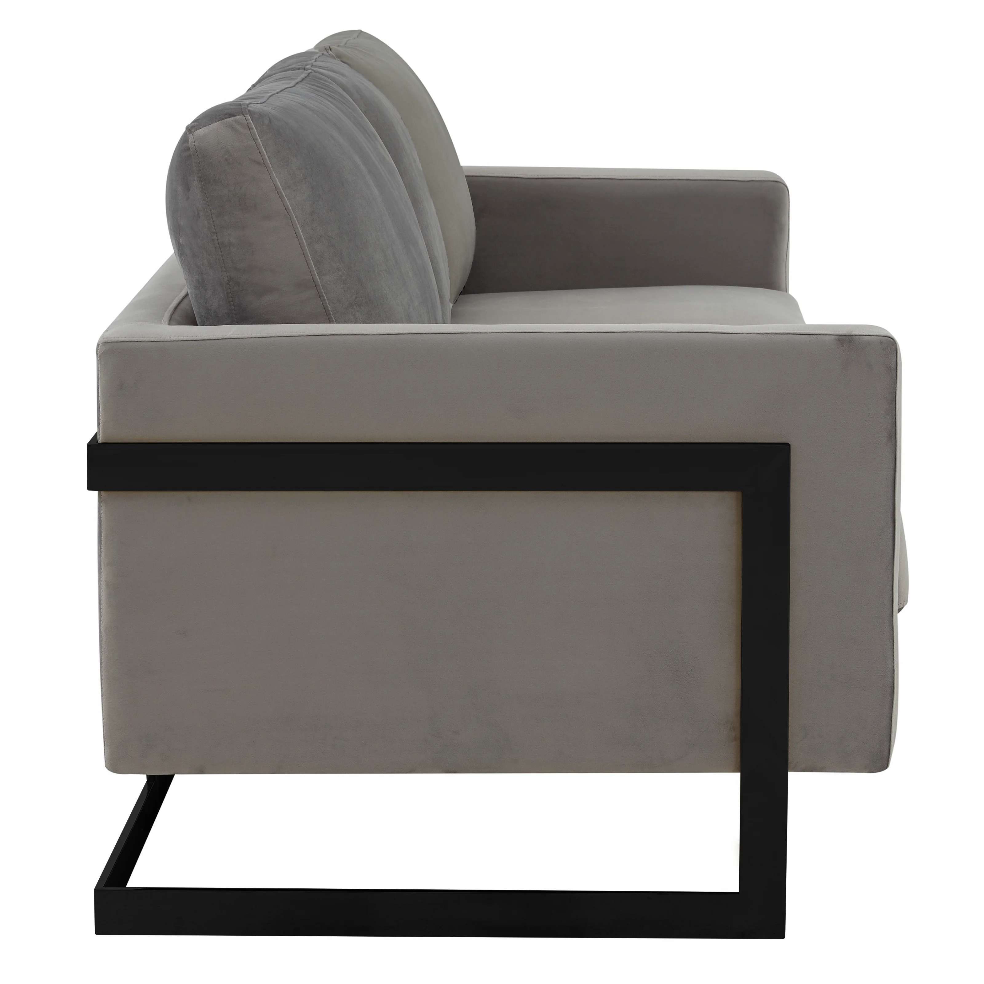 Lincoln Light Grey Velvet Sofa With Black Frame