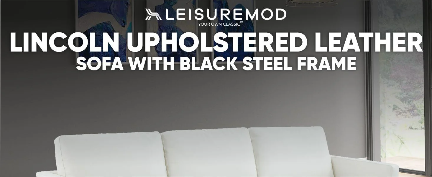 Lincoln White Leather Sofa With Black Frame