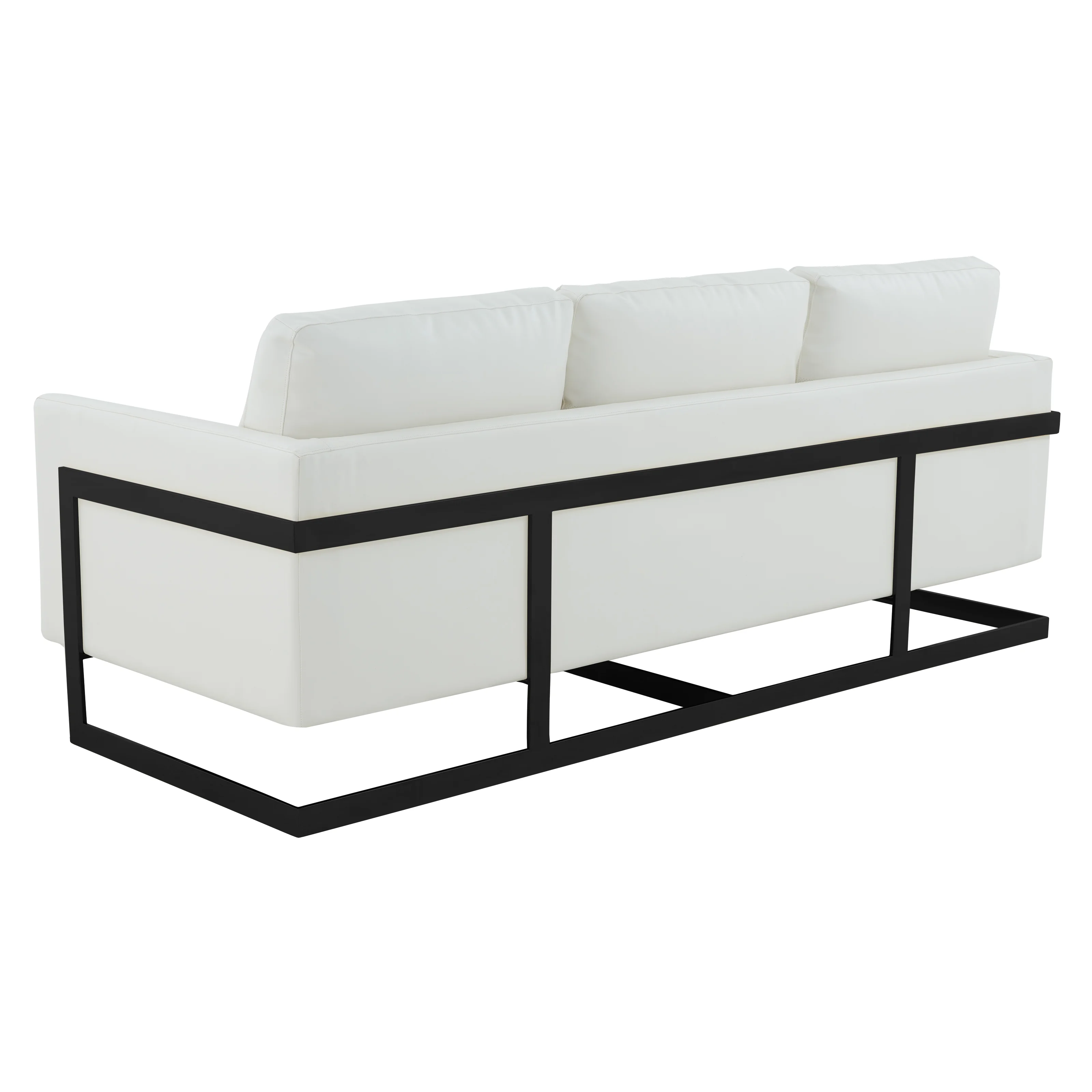 Lincoln White Leather Sofa With Black Frame