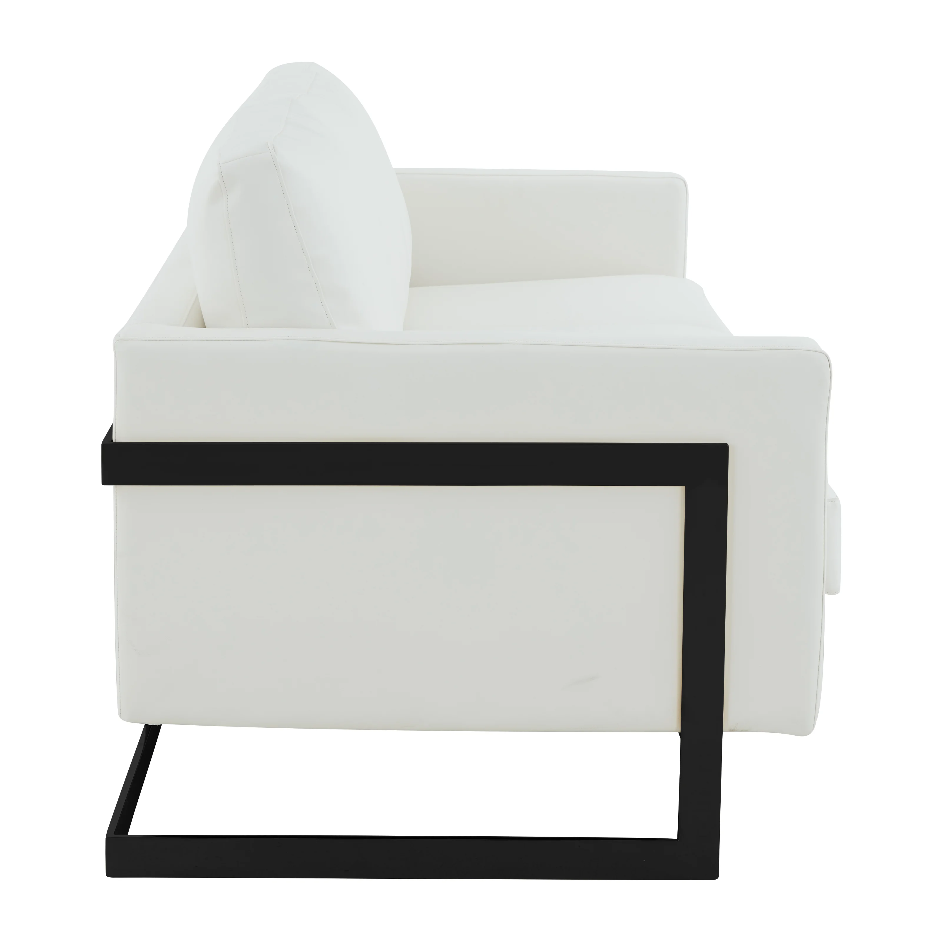Lincoln White Leather Sofa With Black Frame