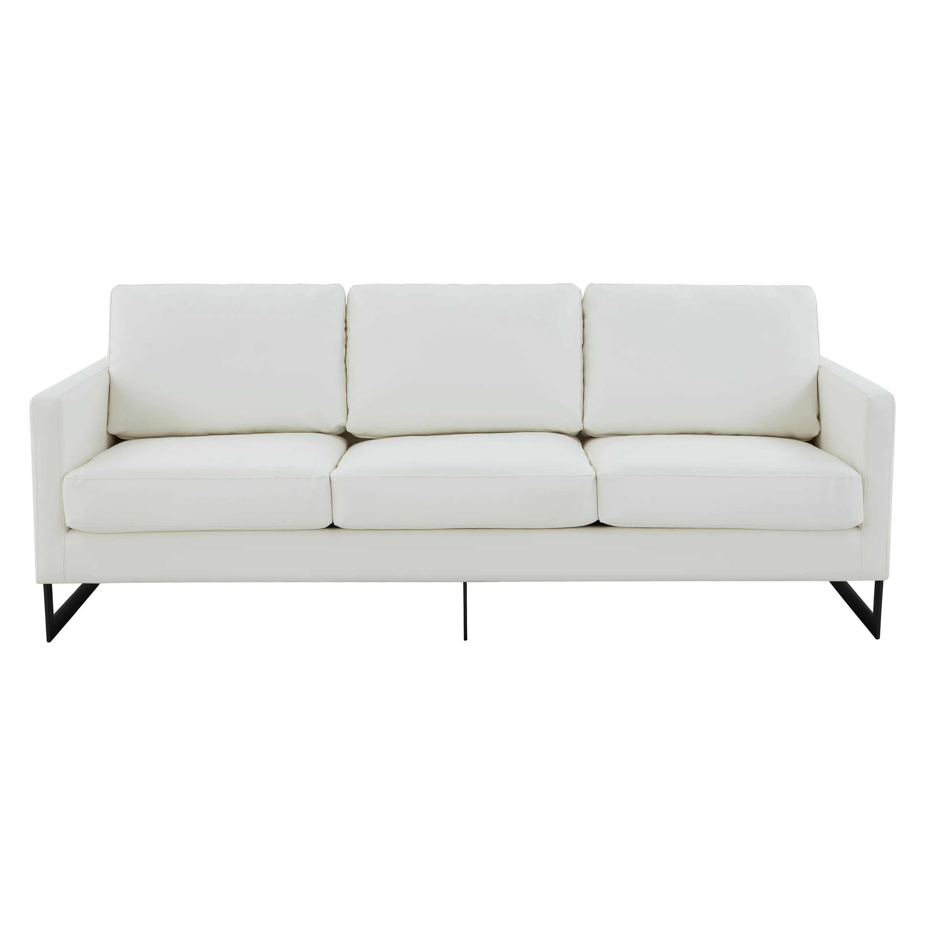 Lincoln White Leather Sofa With Black Frame