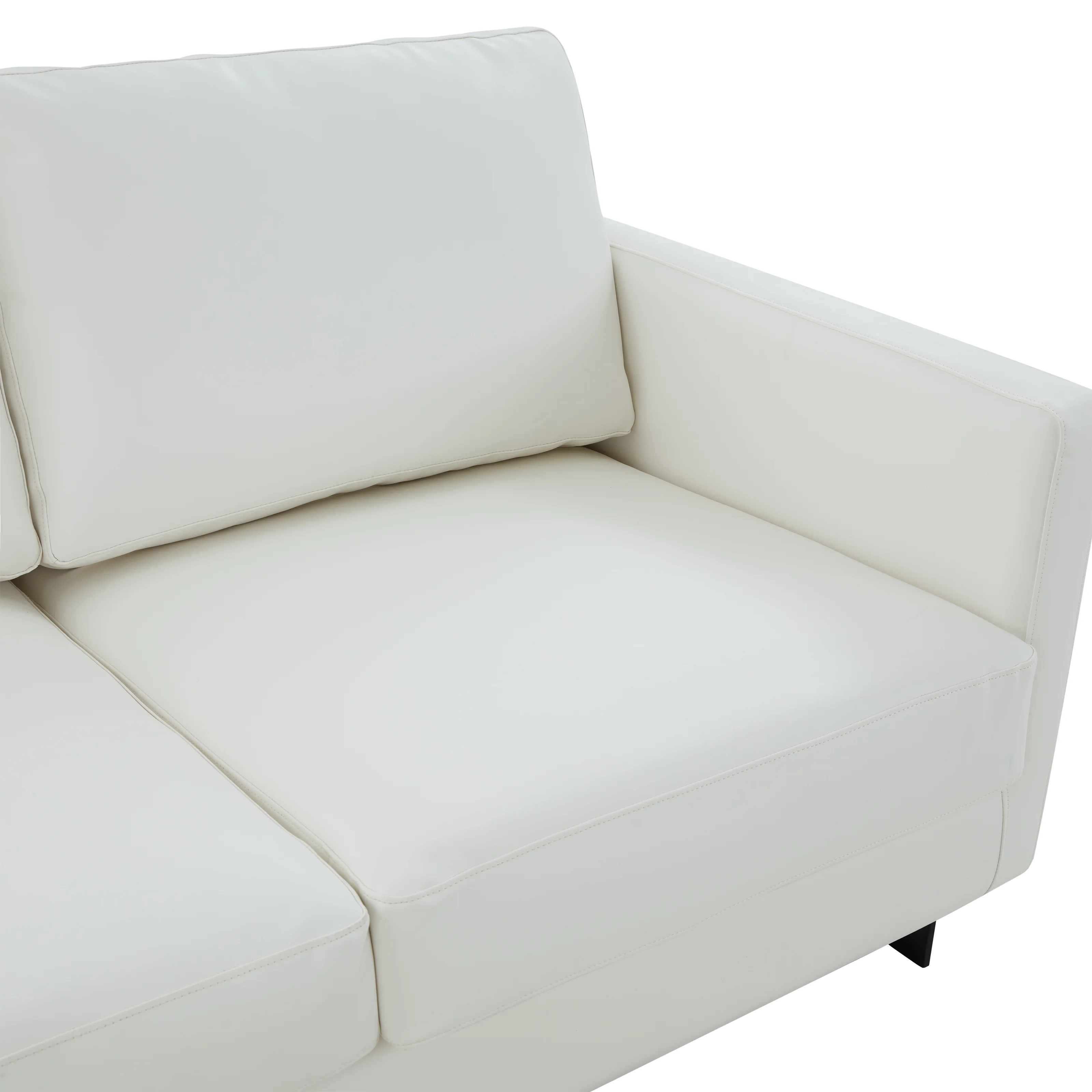 Lincoln White Leather Sofa With Black Frame