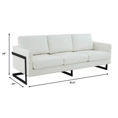 Lincoln White Leather Sofa With Black Frame