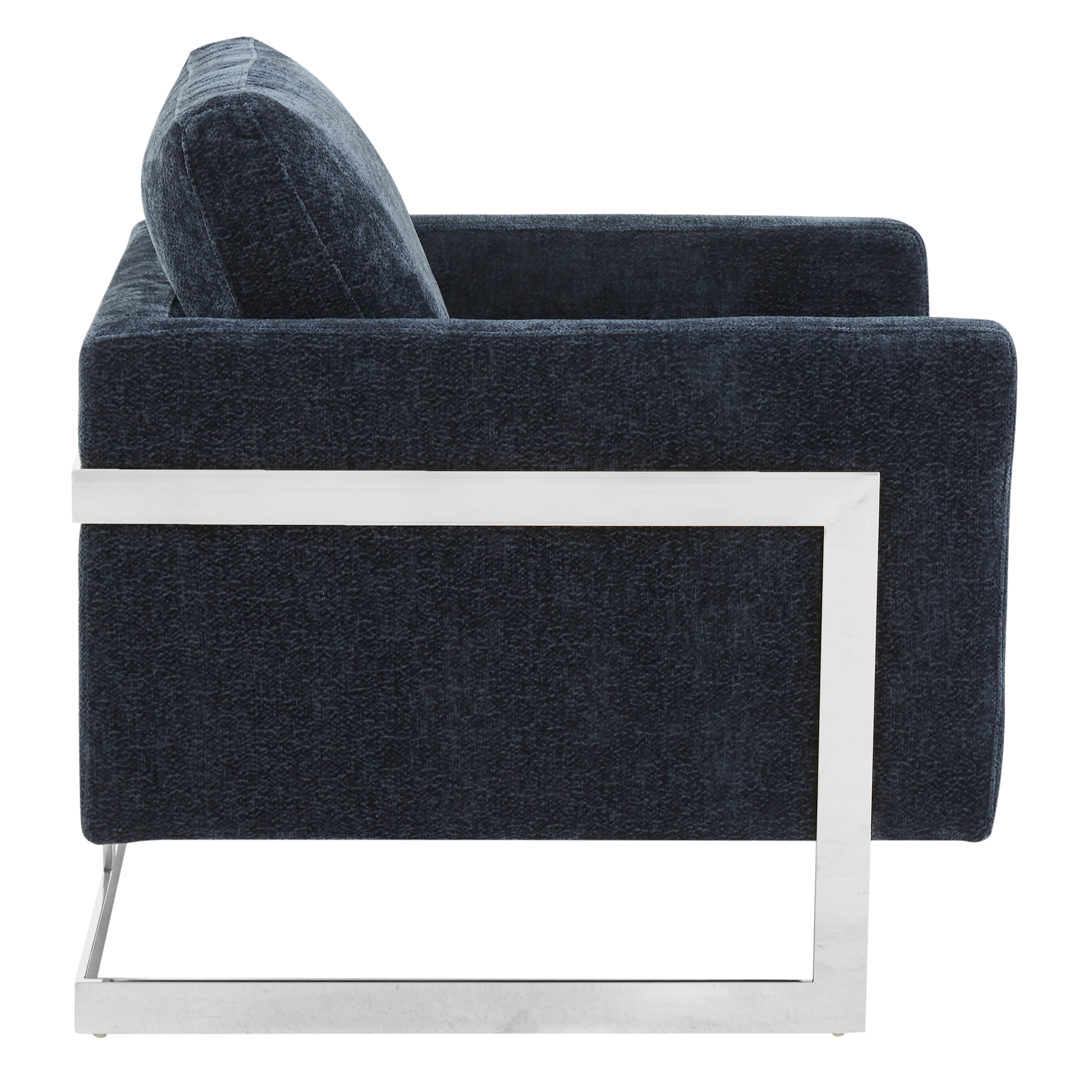 Lincoln Blue Boucle Accent Armchair With Chromed Frame