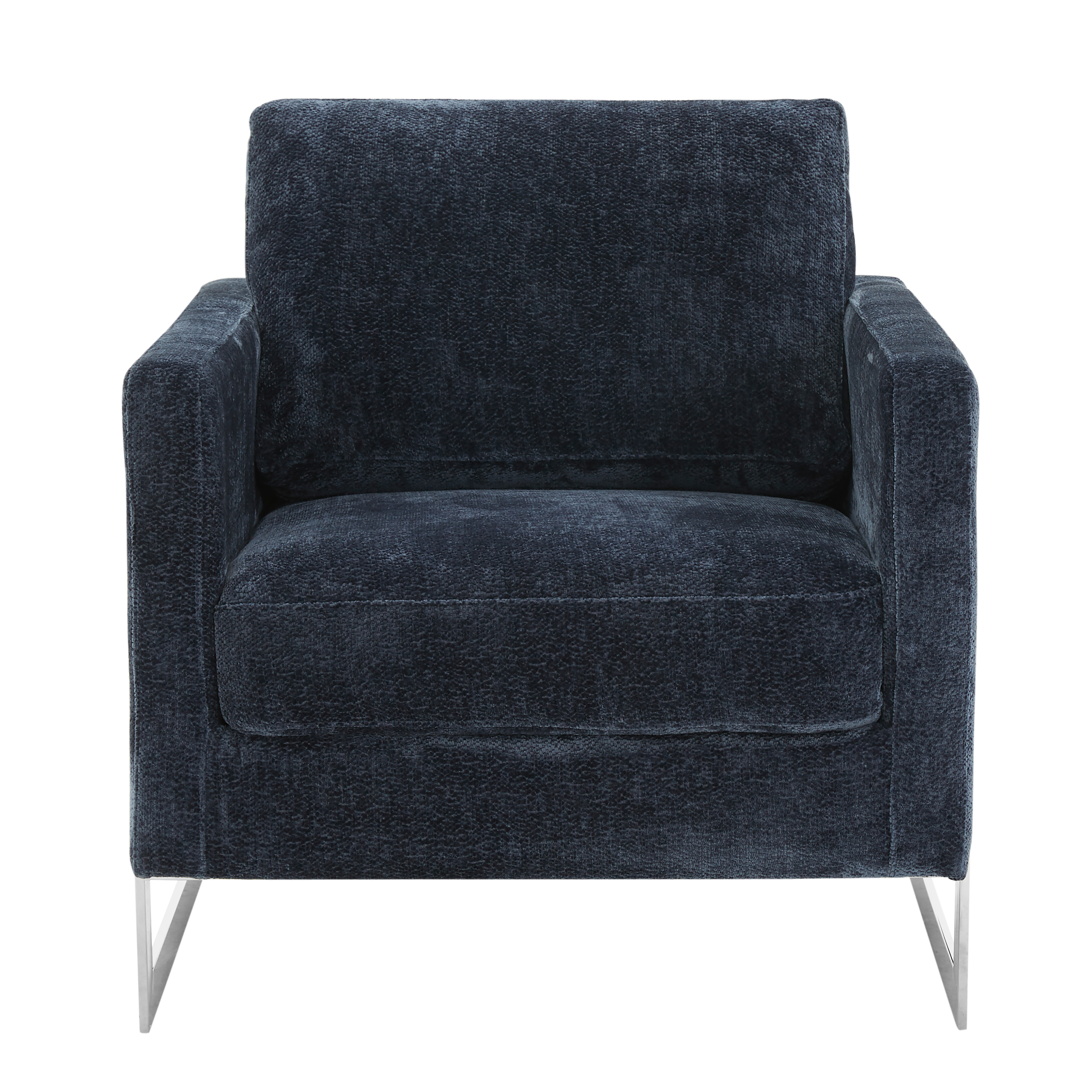 Lincoln Blue Boucle Accent Armchair With Chromed Frame
