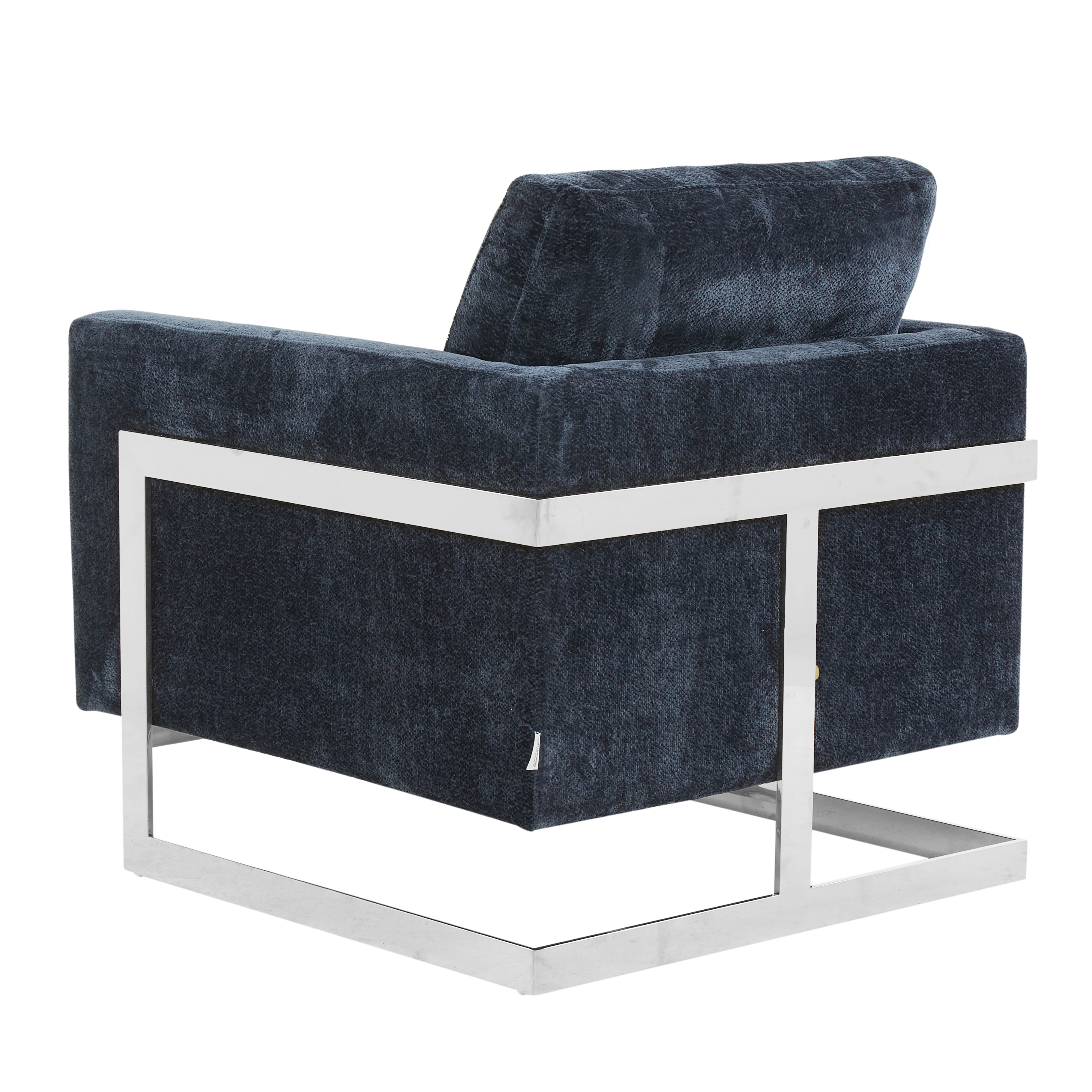 Lincoln Blue Boucle Accent Armchair With Chromed Frame