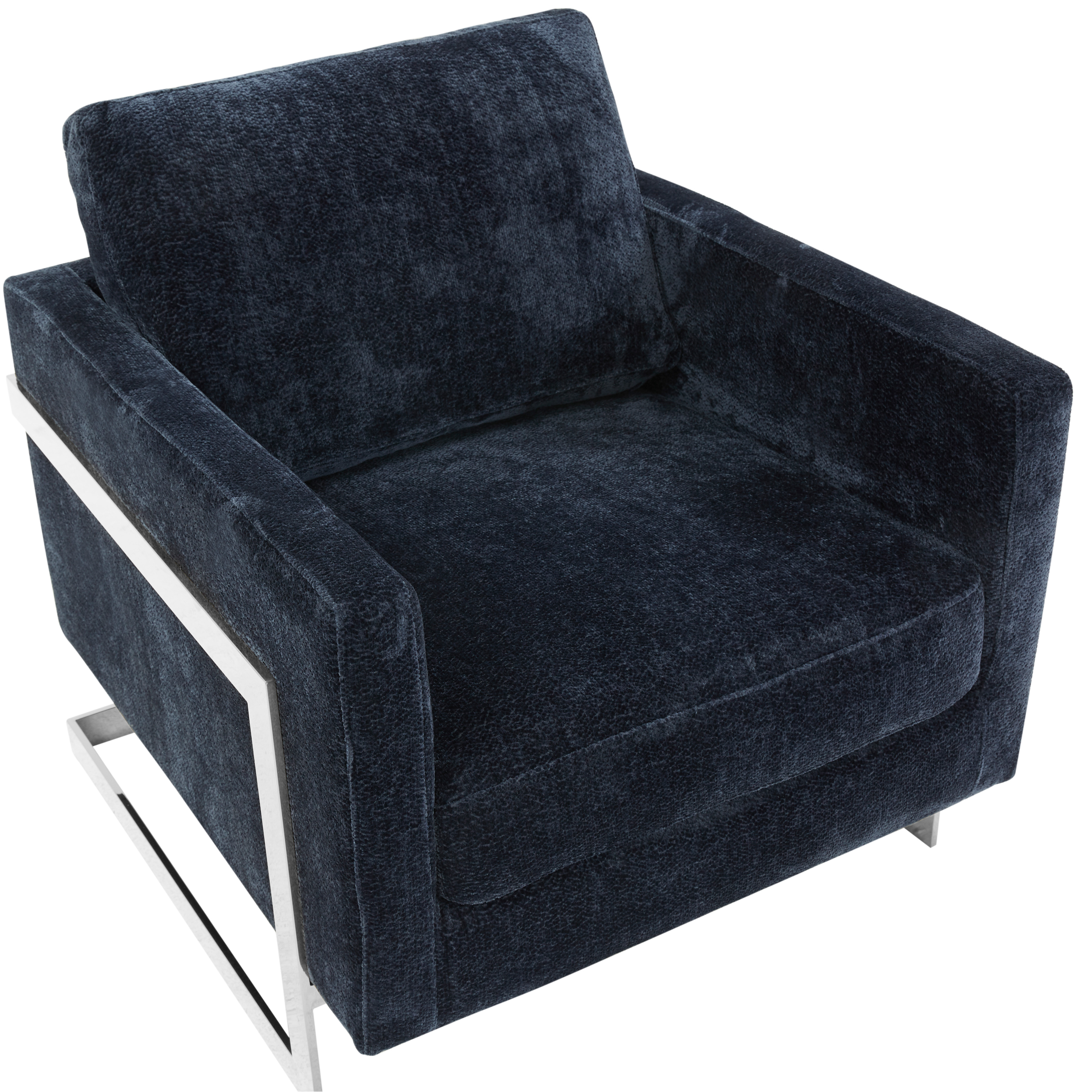 Lincoln Blue Boucle Accent Armchair With Chromed Frame