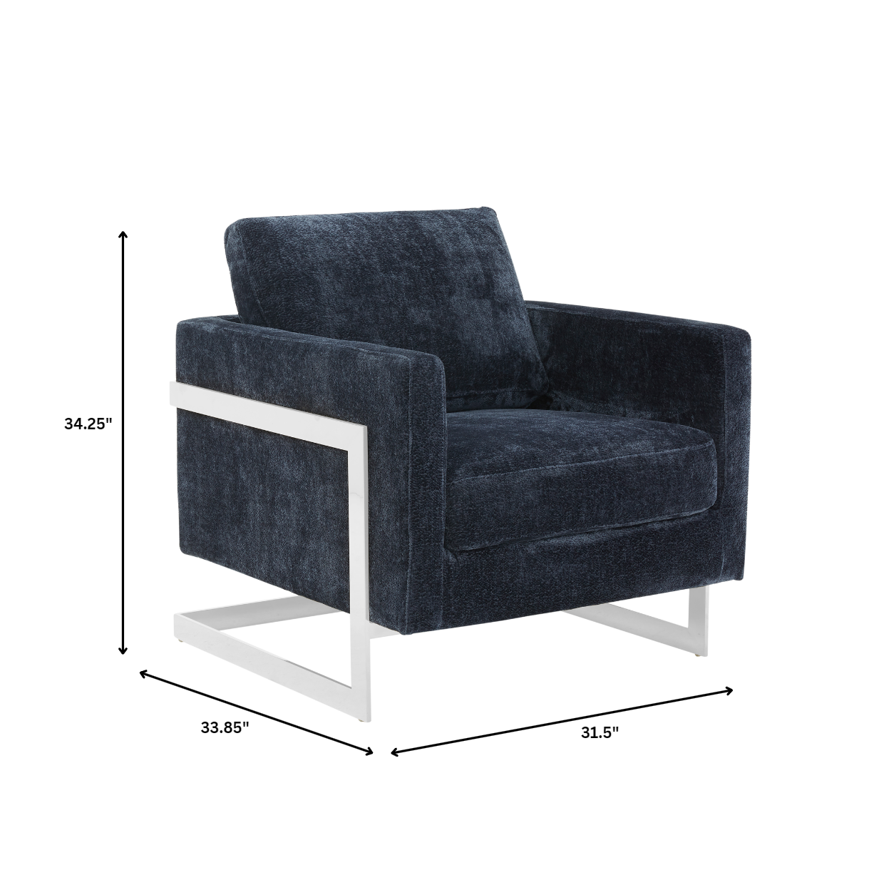 Lincoln Blue Boucle Accent Armchair With Chromed Frame