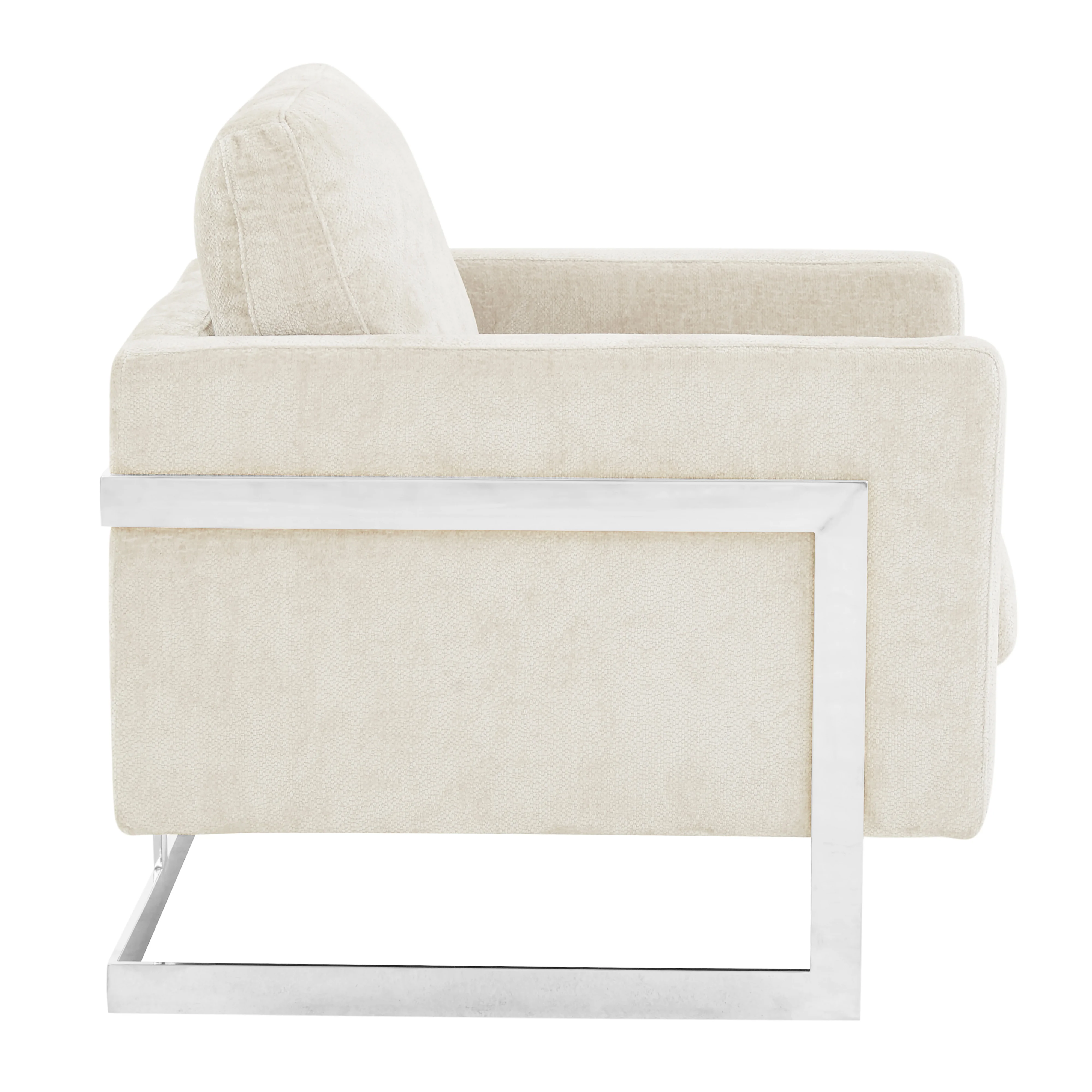 Lincoln Grey Boucle Accent Armchair With Chromed Frame